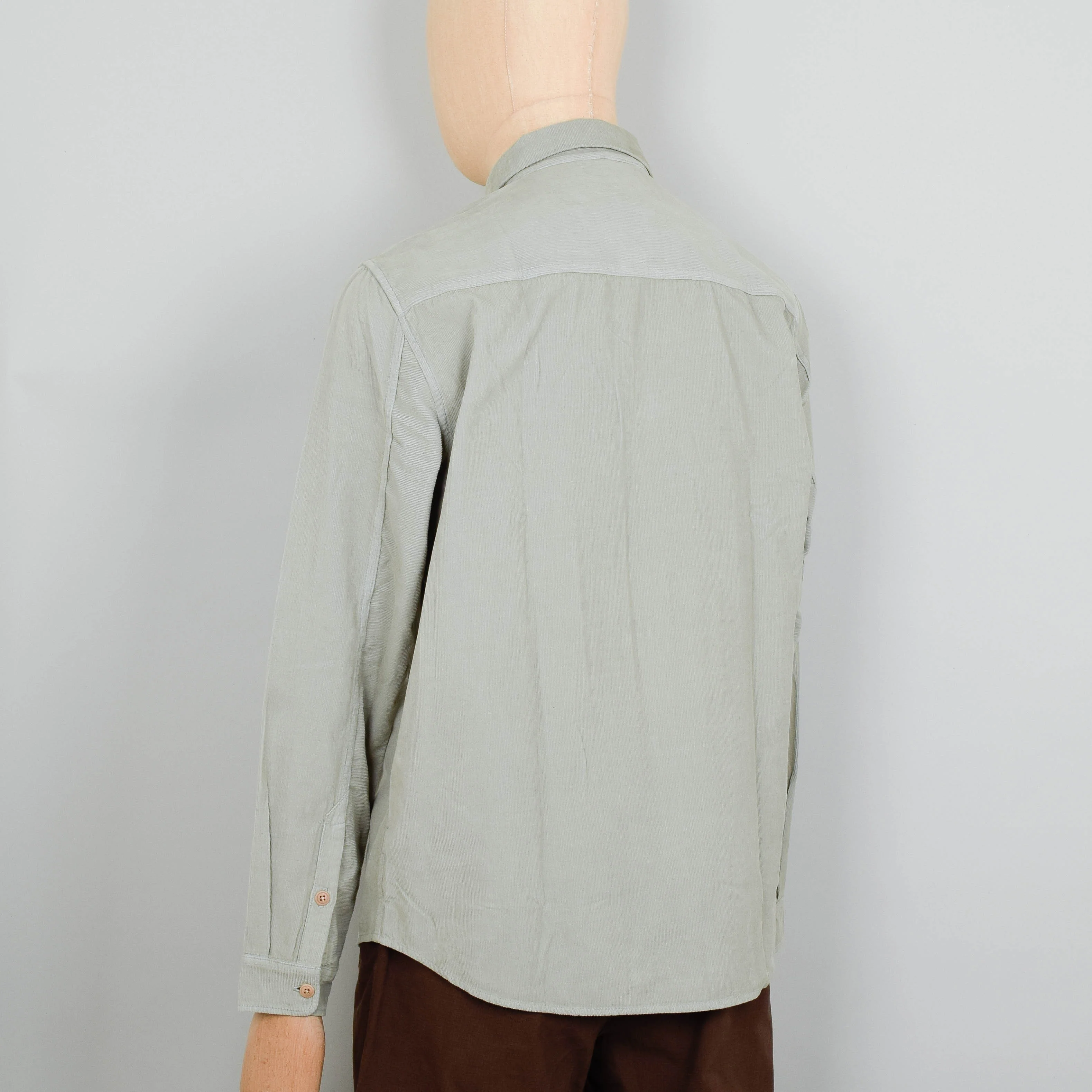 Folk Relaxed Babycord Shirt - Olive - Image 3