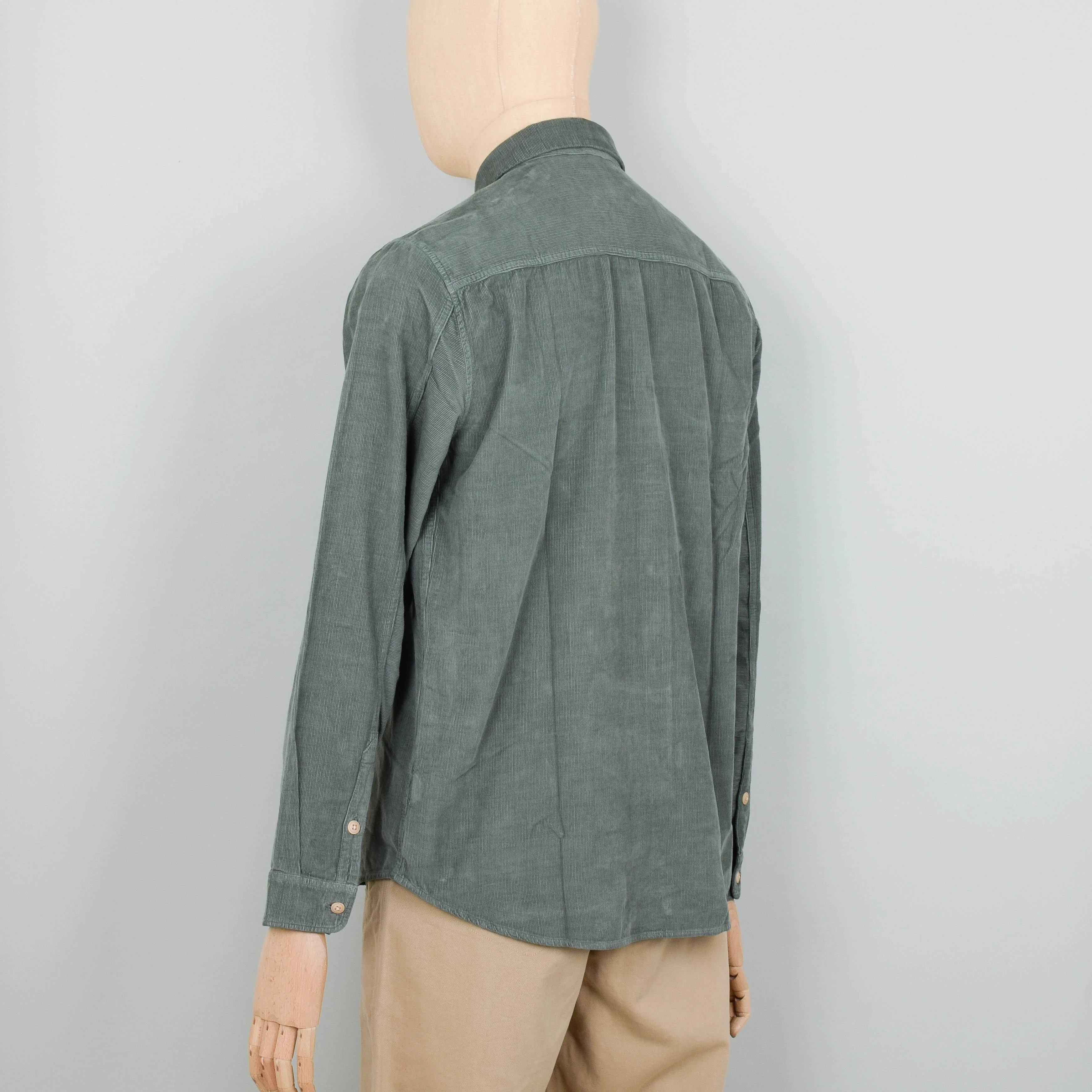 Folk Relaxed Babycord Shirt - Olive - Image 3