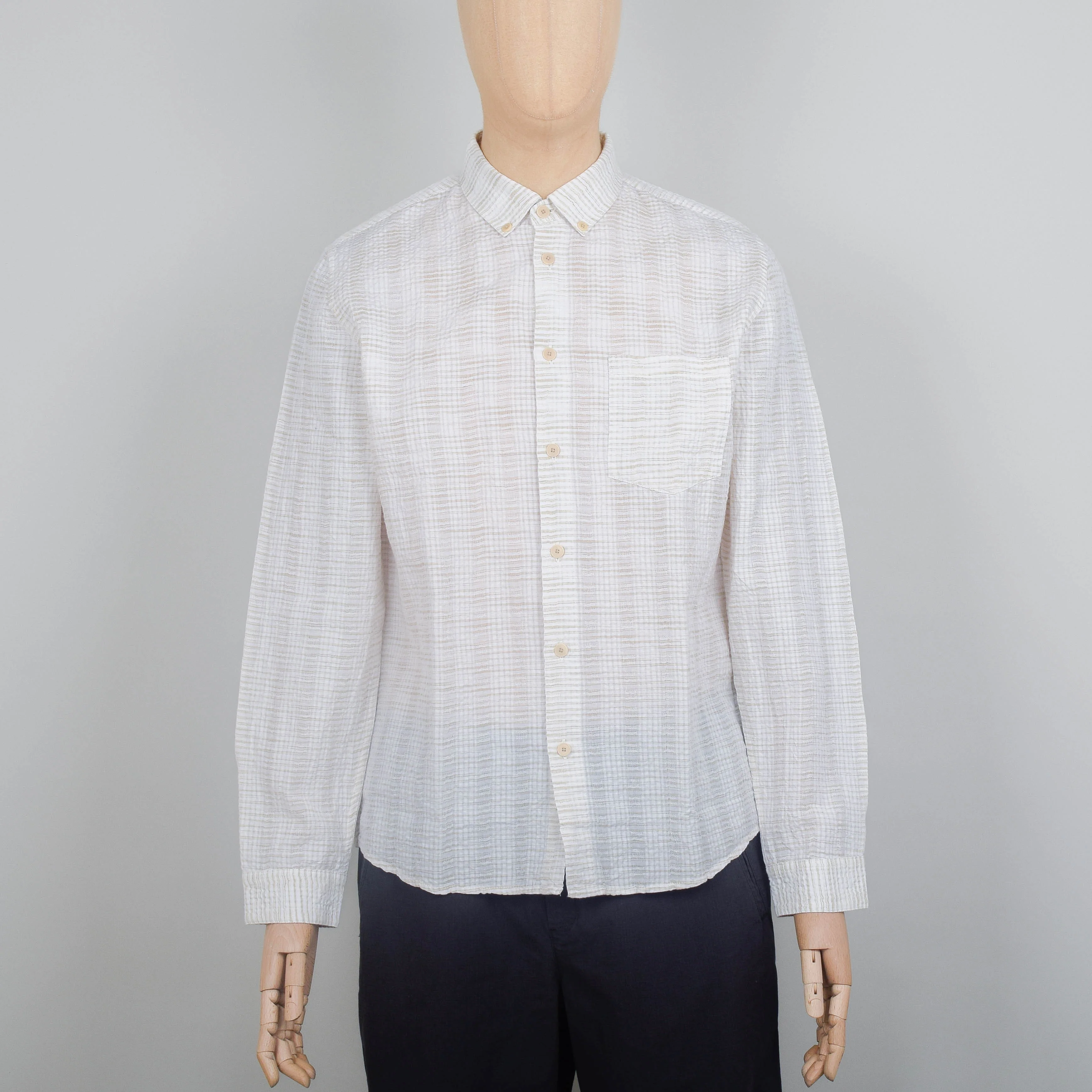 Folk Relaxed Fit Shirt - Natural Crinkle Stripe