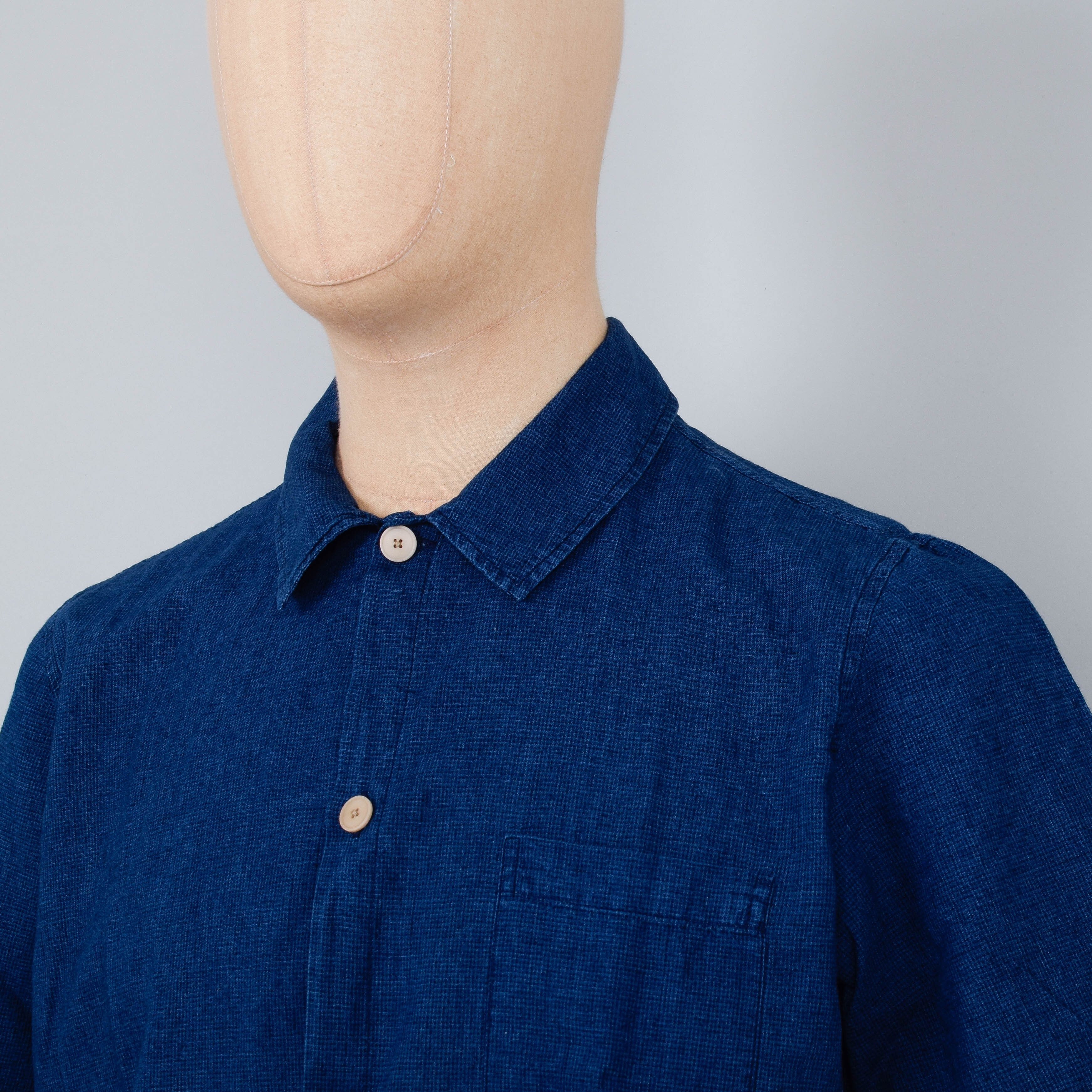 Folk Seoul Shirt SS - Indigo Micro Waffle - Image 2