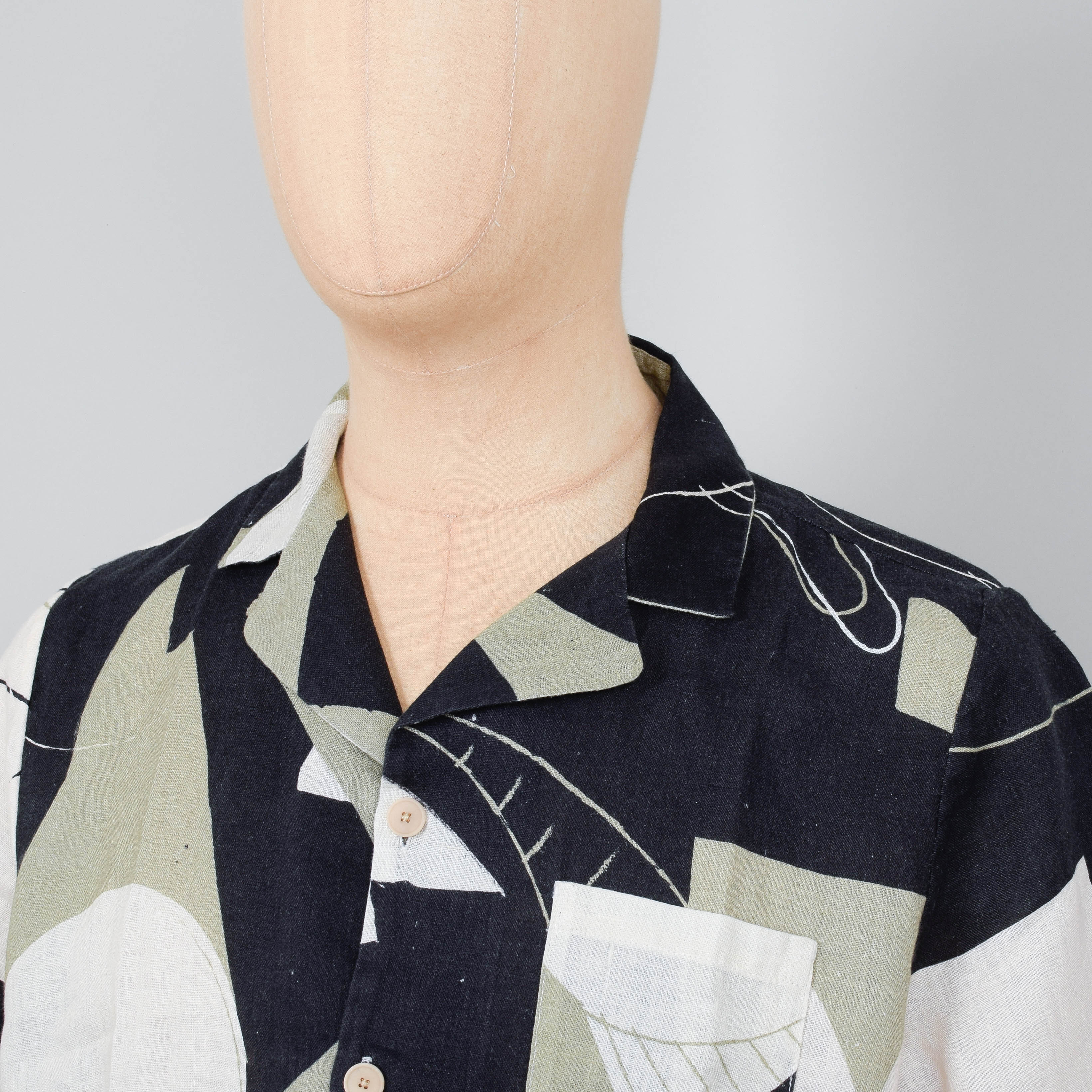 Folk Soft Collar Shirt SS - Void Print Black Olive - Image 2