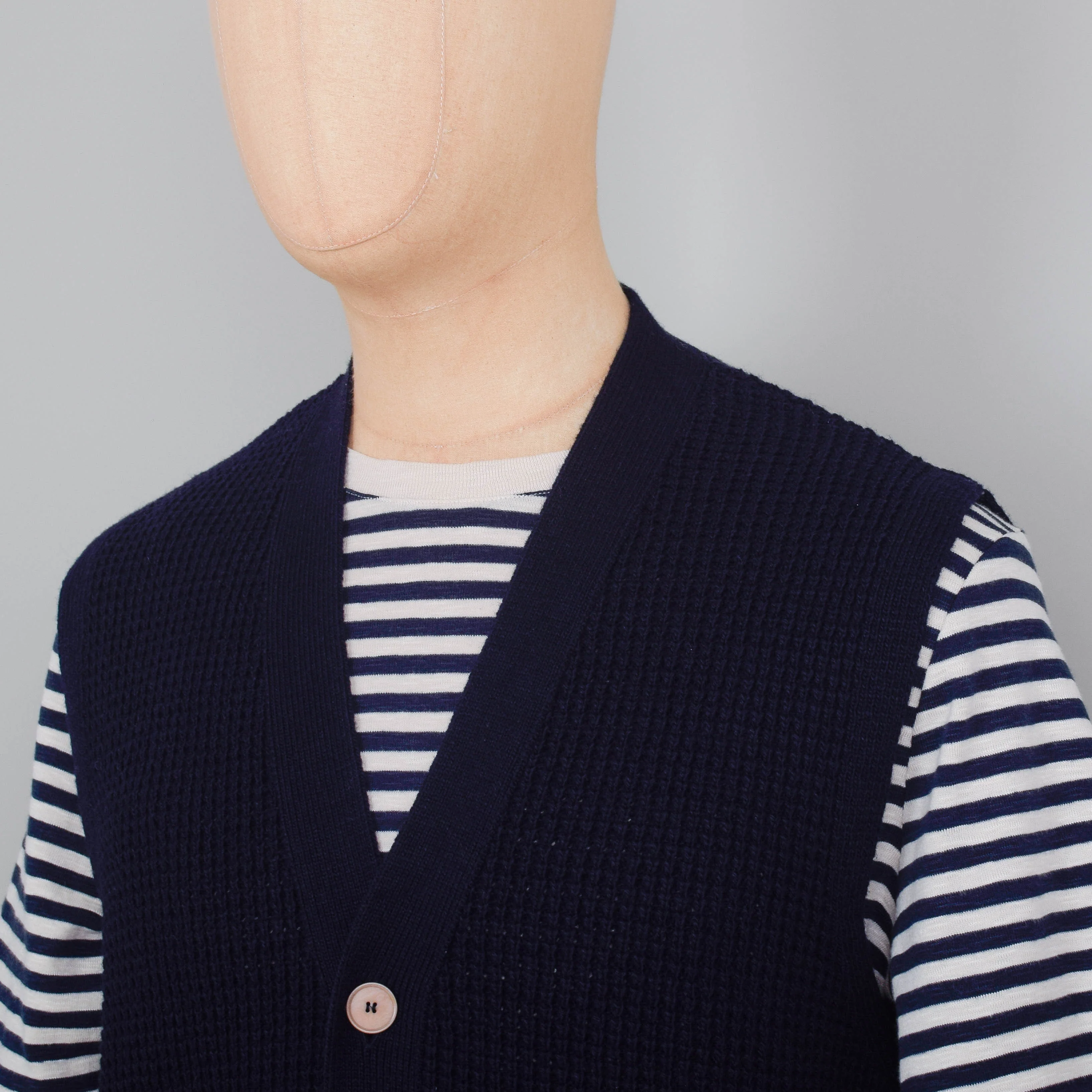 Folk Waffle Vest - Navy - Image 2