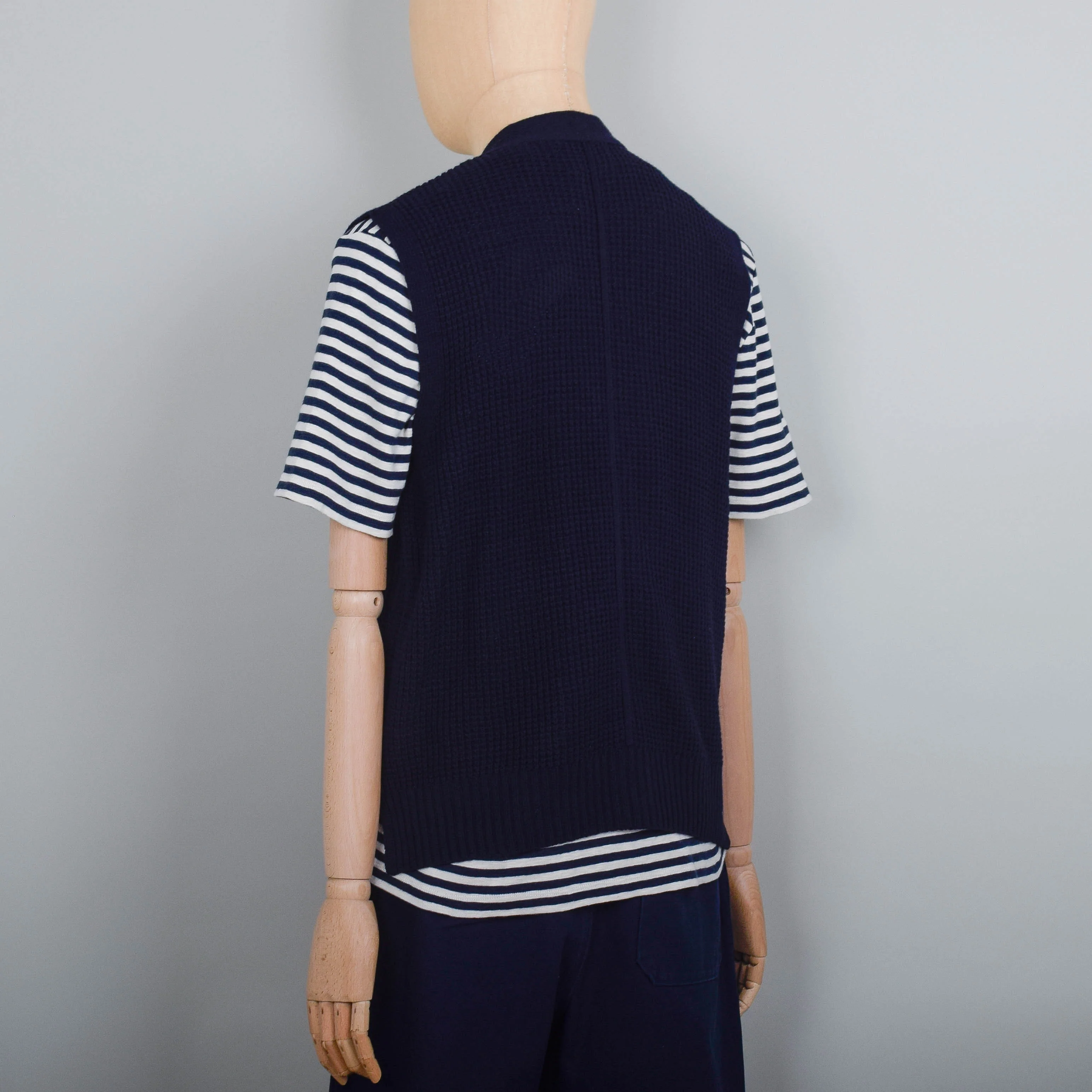 Folk Waffle Vest - Navy - Image 3