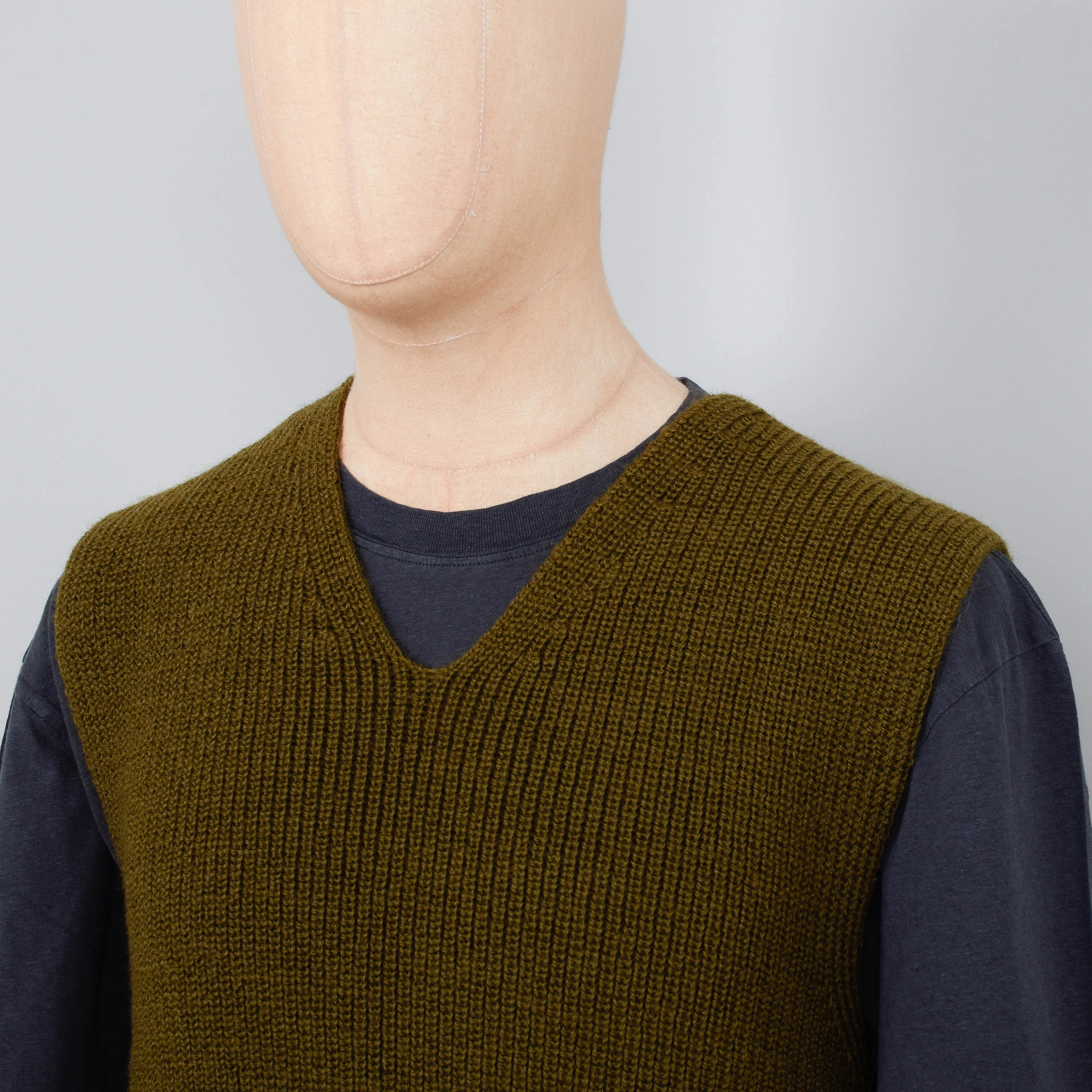 MHL Chunky Ribbed Slipover Virgin Wool - Khaki - Image 2