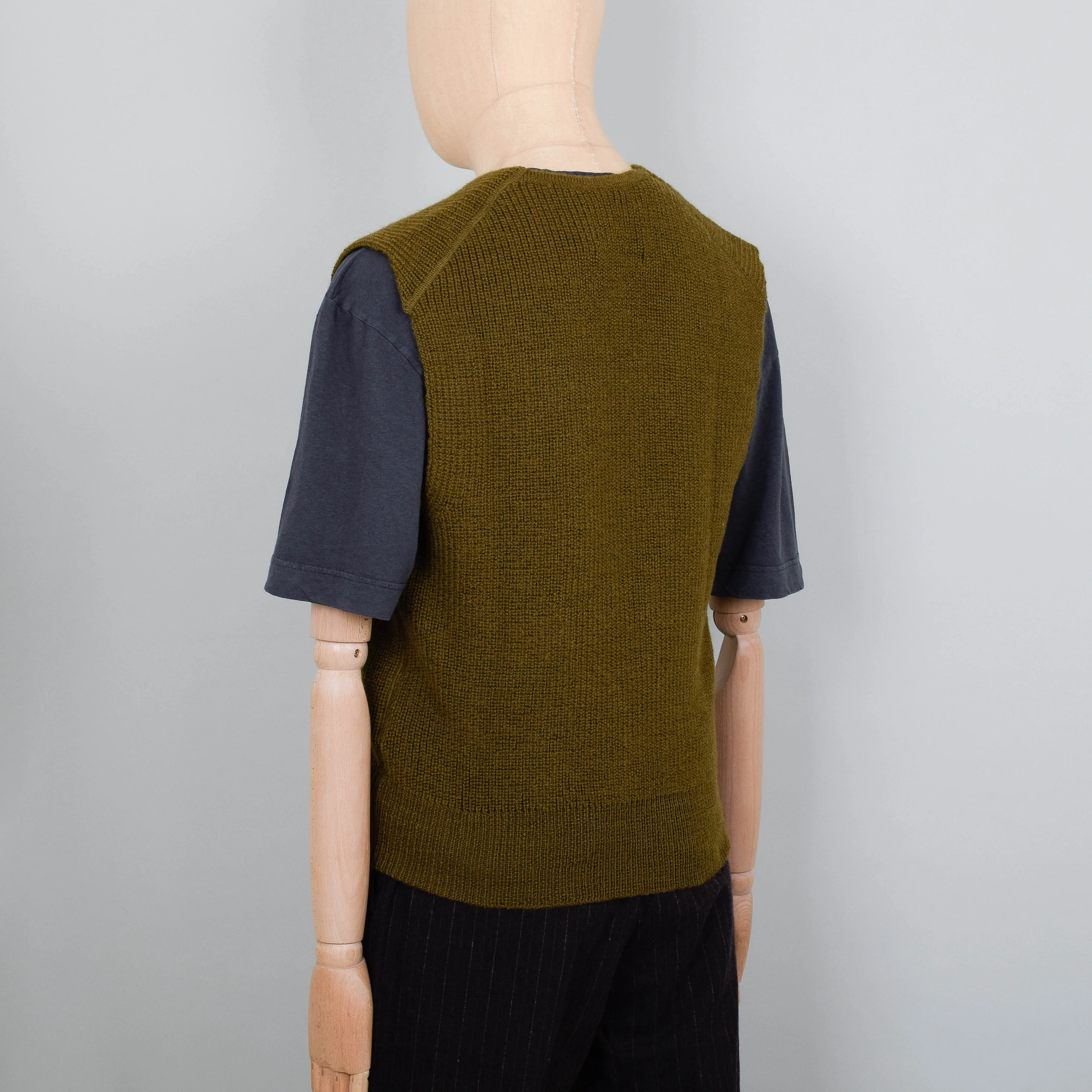 MHL Chunky Ribbed Slipover Virgin Wool - Khaki - Image 3