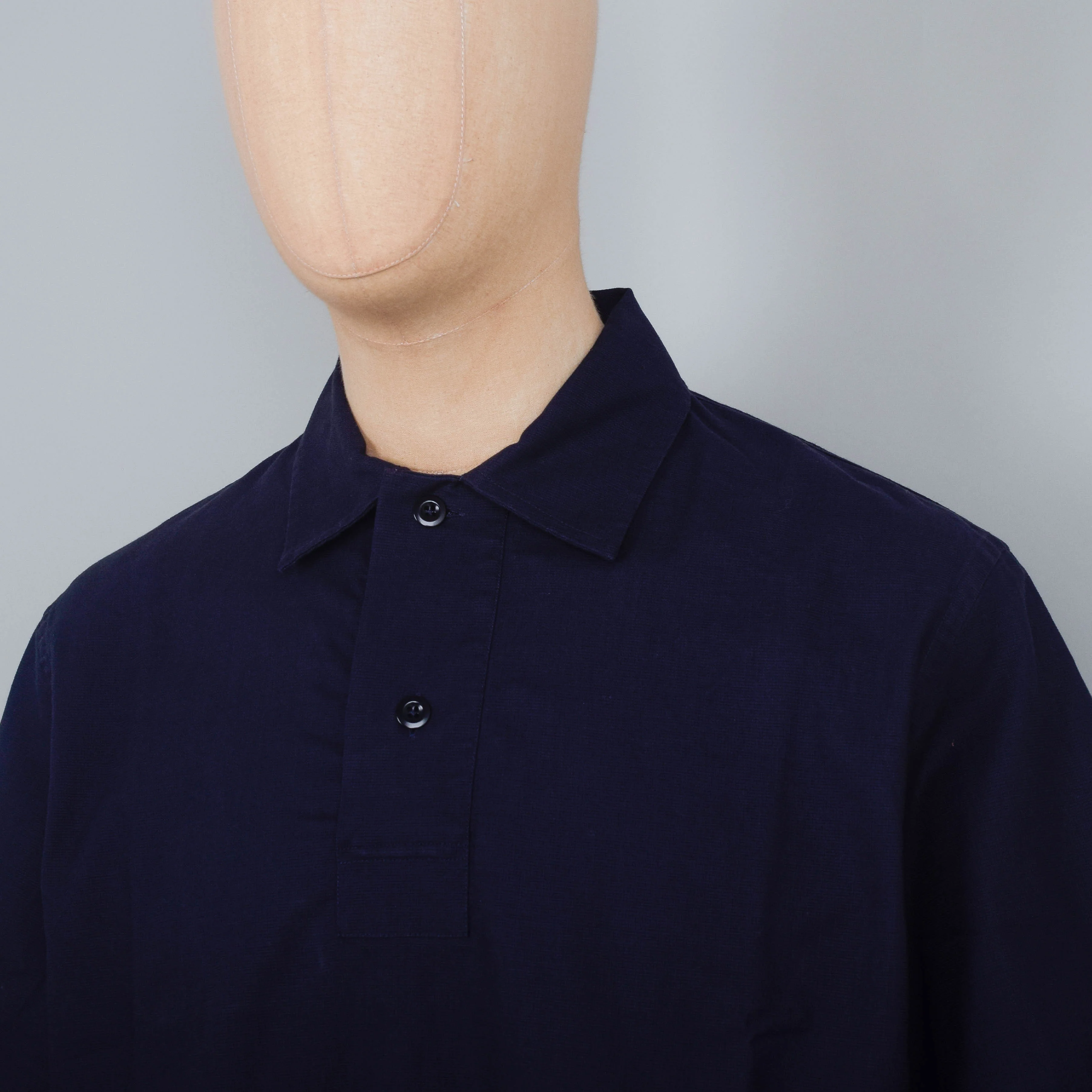 MHL Offset Placket Polo Textured Cotton - Ink - Image 2