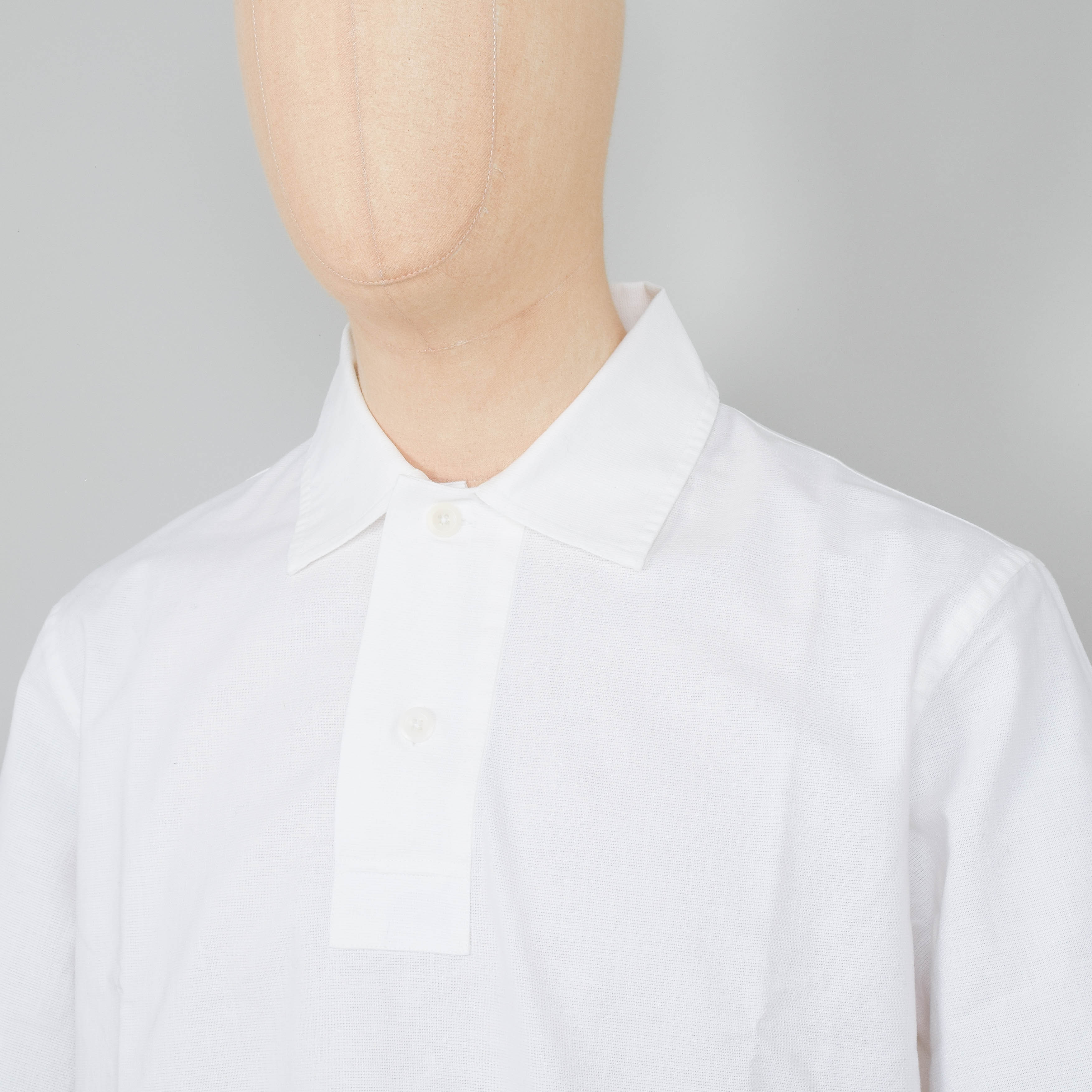 MHL Offset Placket Polo Textured Cotton - White - Image 2