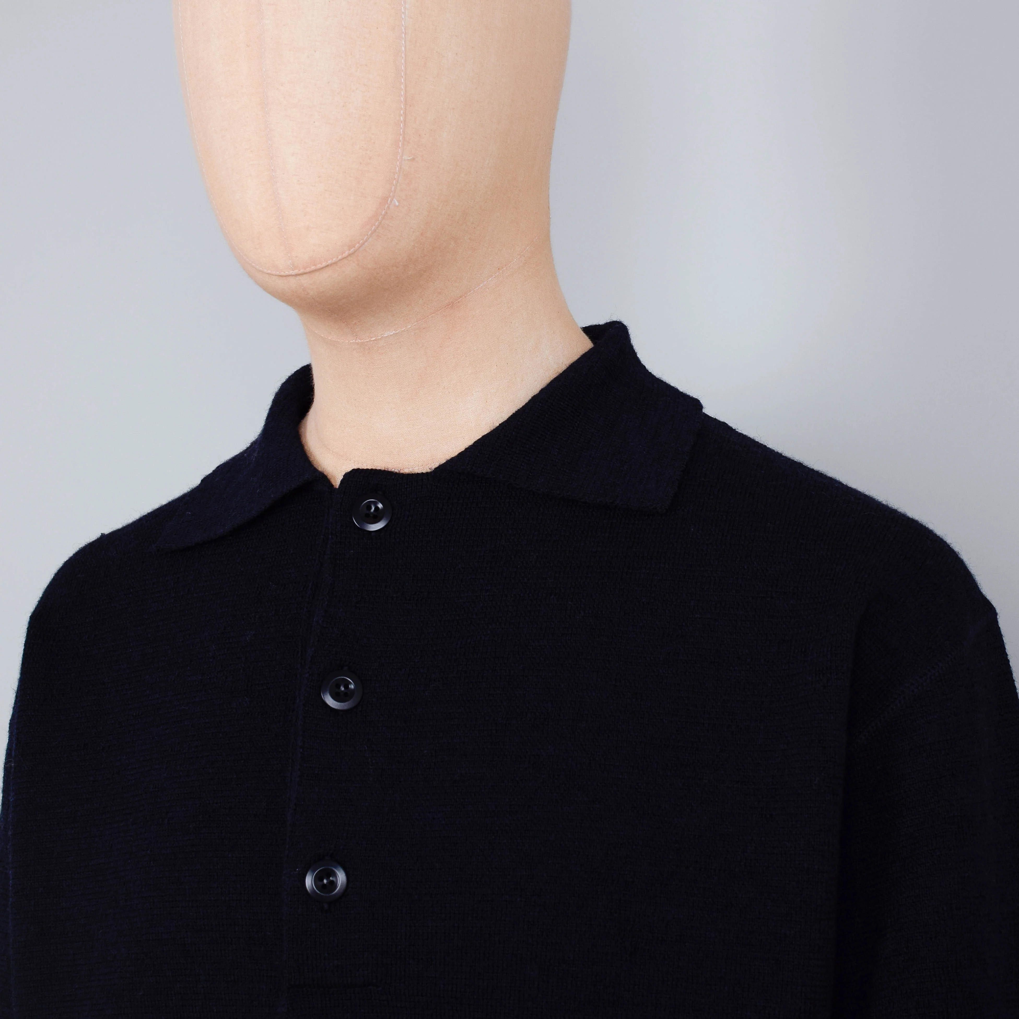 MHL Oversized, Knitted, Dry Wool Polo - Ink - Image 2