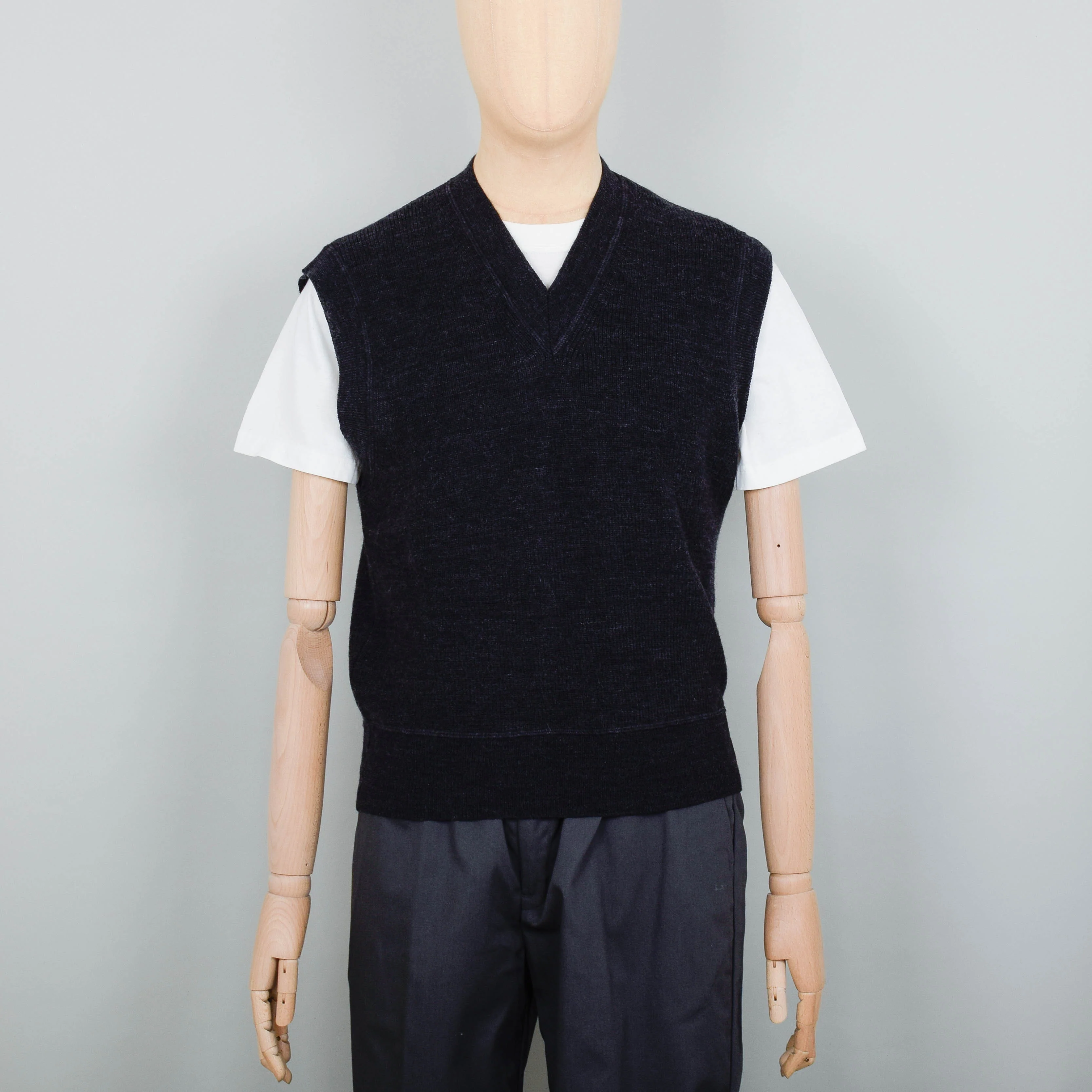 MHL Ribbed Slipover Pure Wool - Charcoal