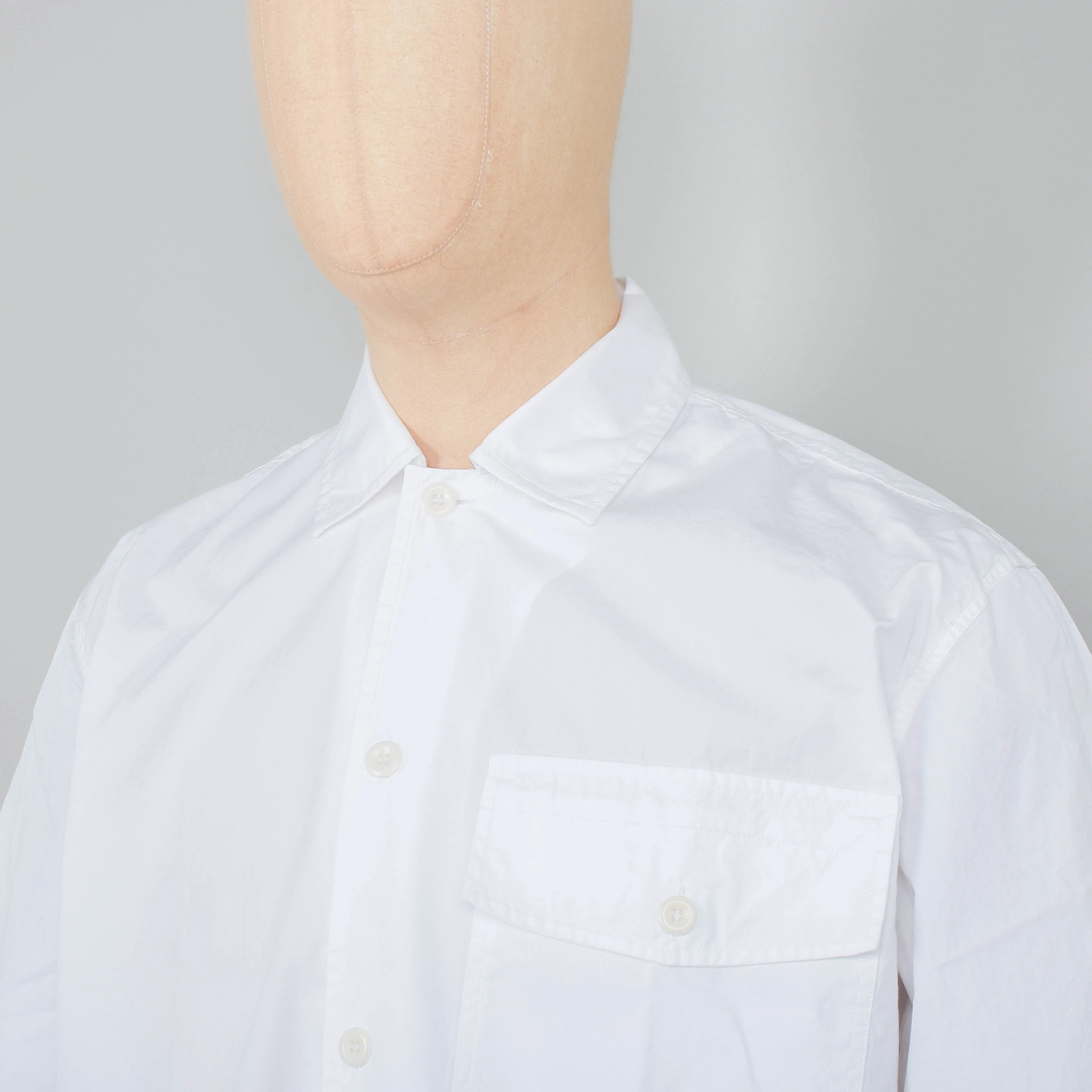 MHL S/S Flap Pocket Shirt Compact Cotton Poplin - White - Image 2