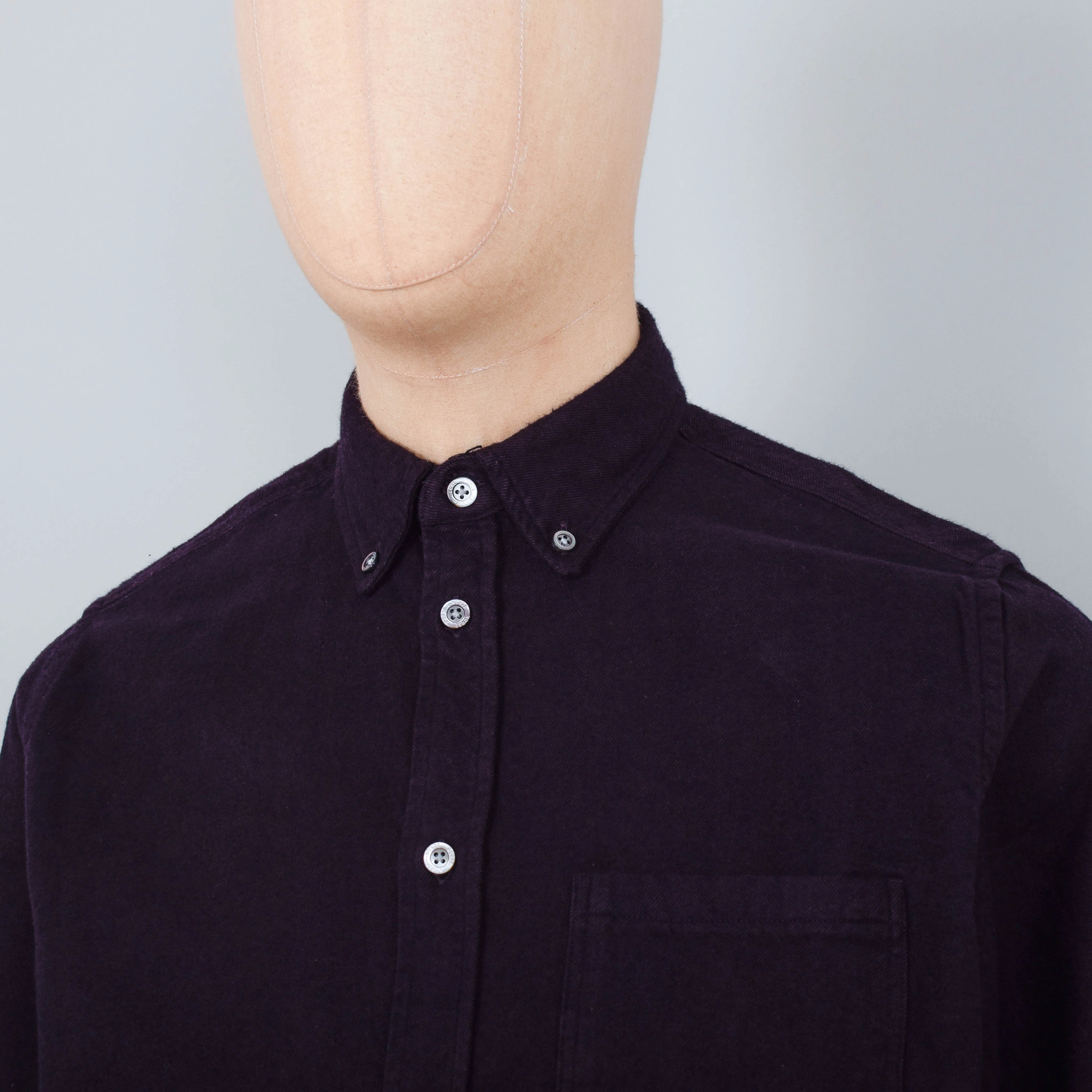 Norse Projects Anton Brushed Flannel - Burgundy - Image 2