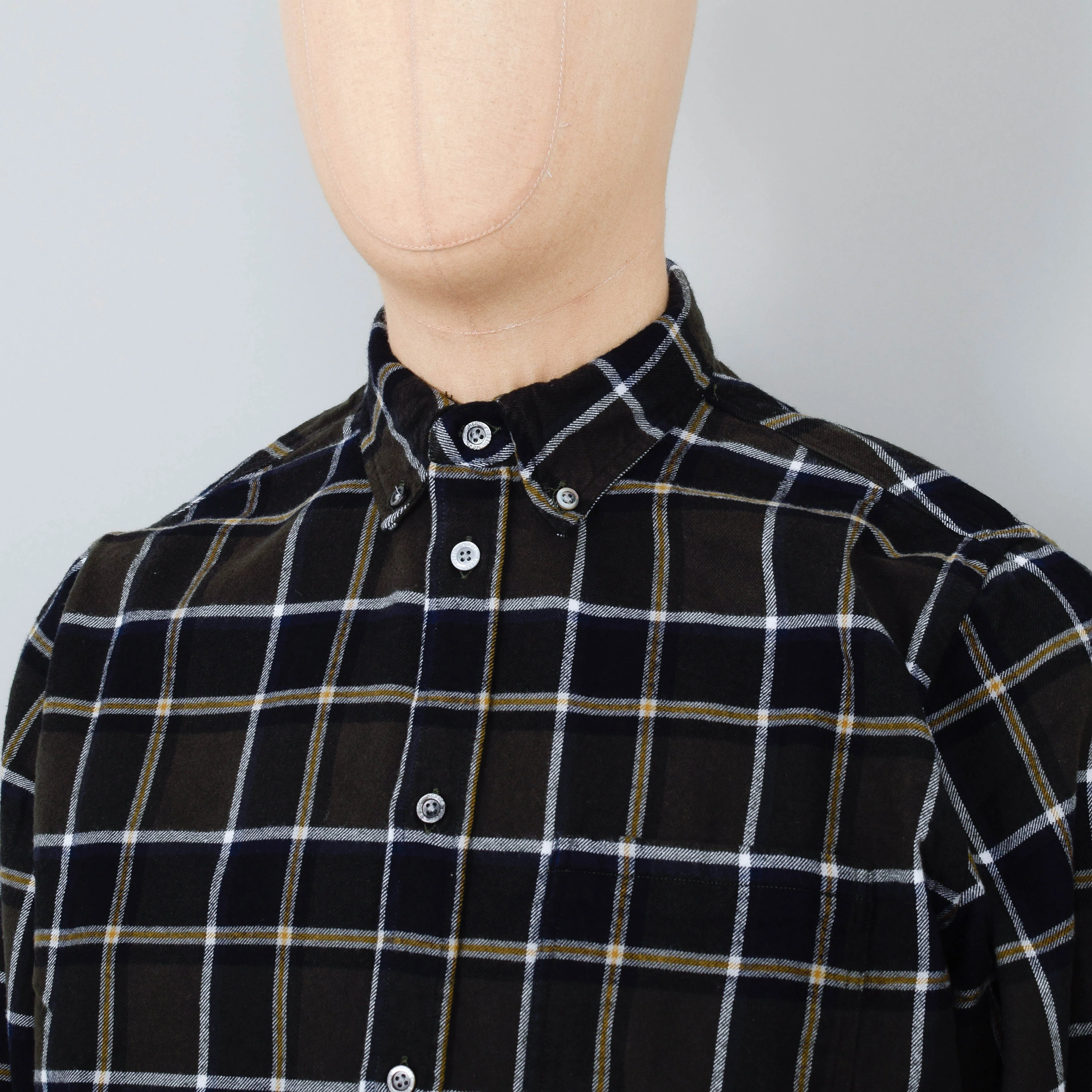 Norse Projects Anton Brushed Flannel Check - Beech Green - Image 2