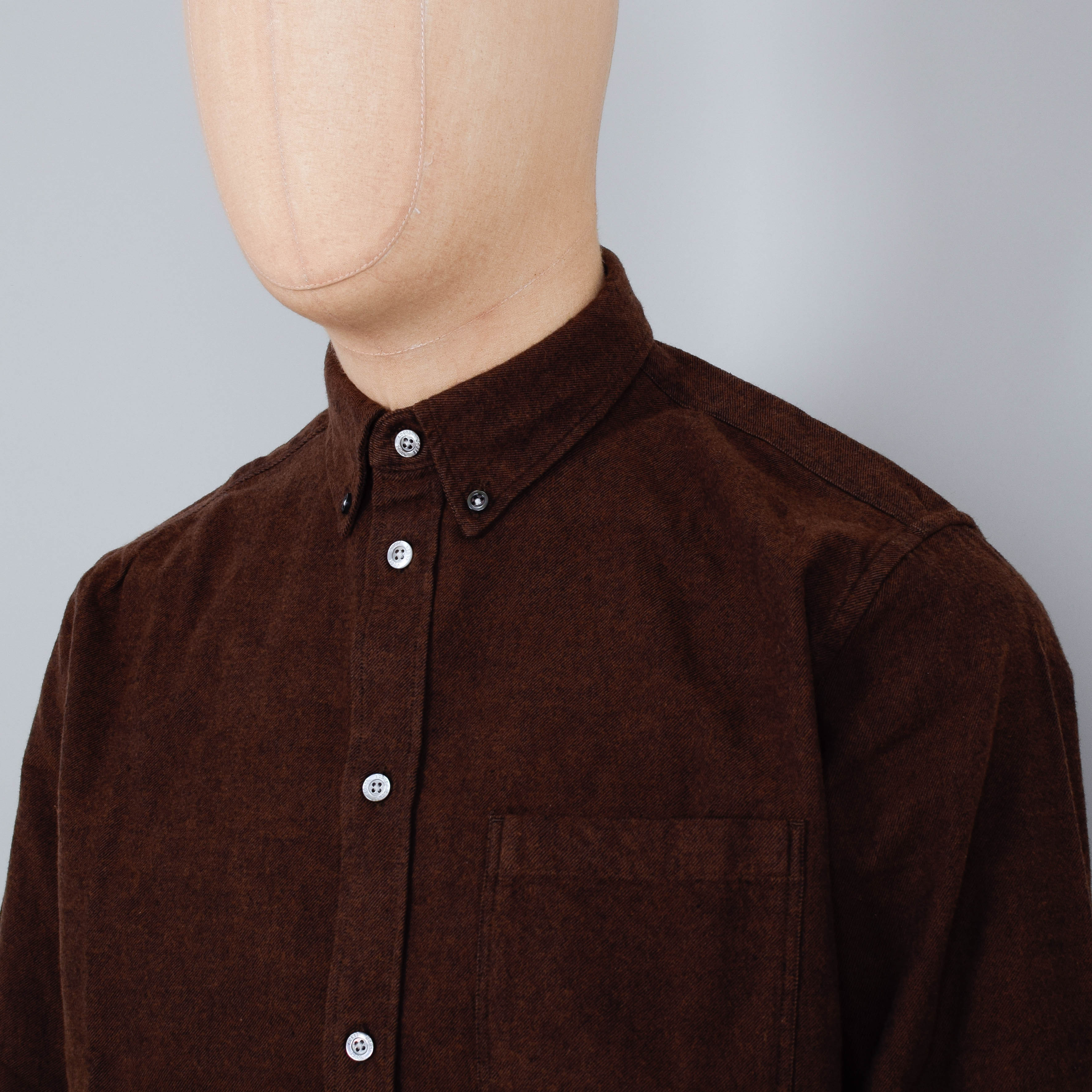 Norse Projects Anton Brushed Flannel - Rust Brown - Image 2