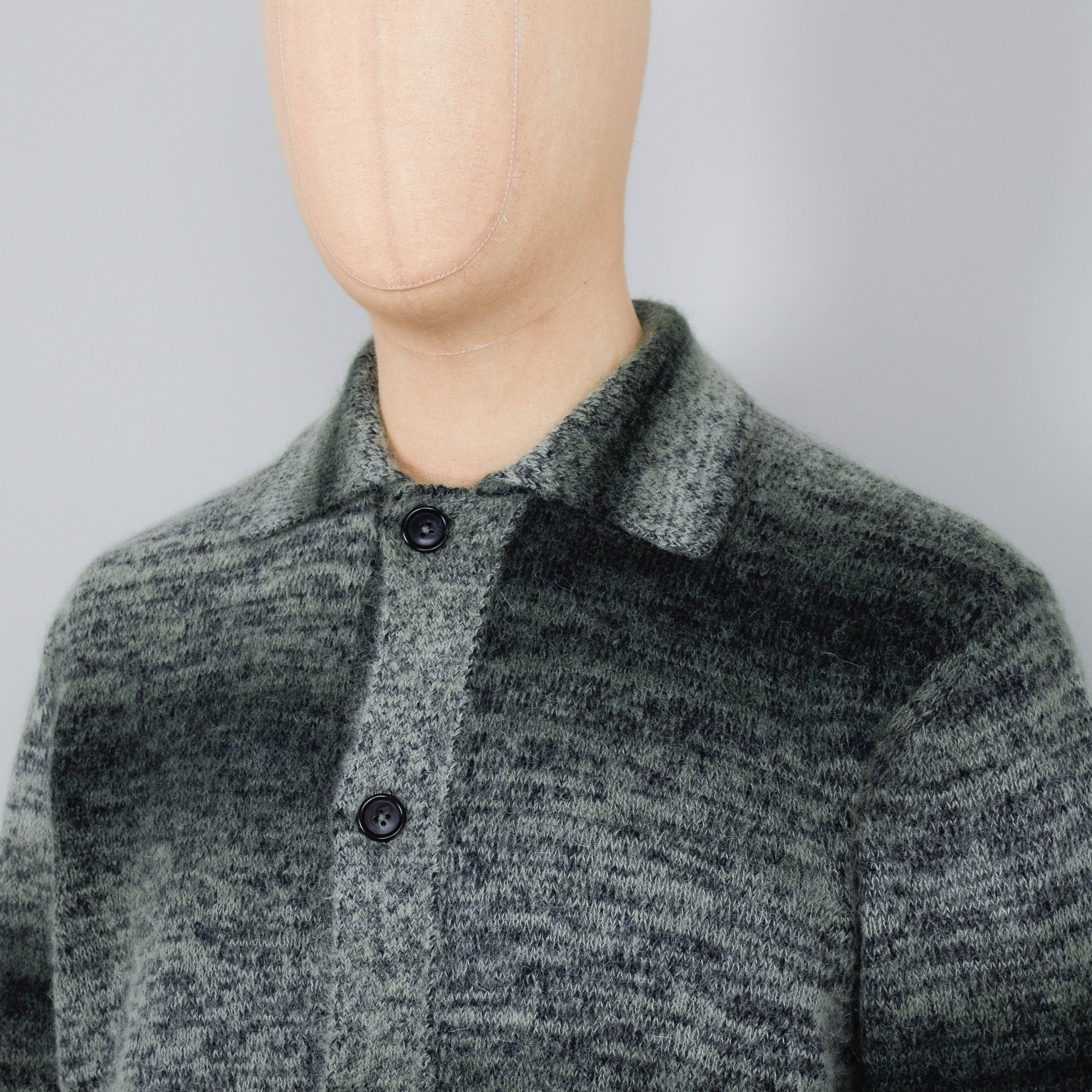Norse Projects Erik Space Dye Alpaca Mohair Cardigan - Army Green - Image 2