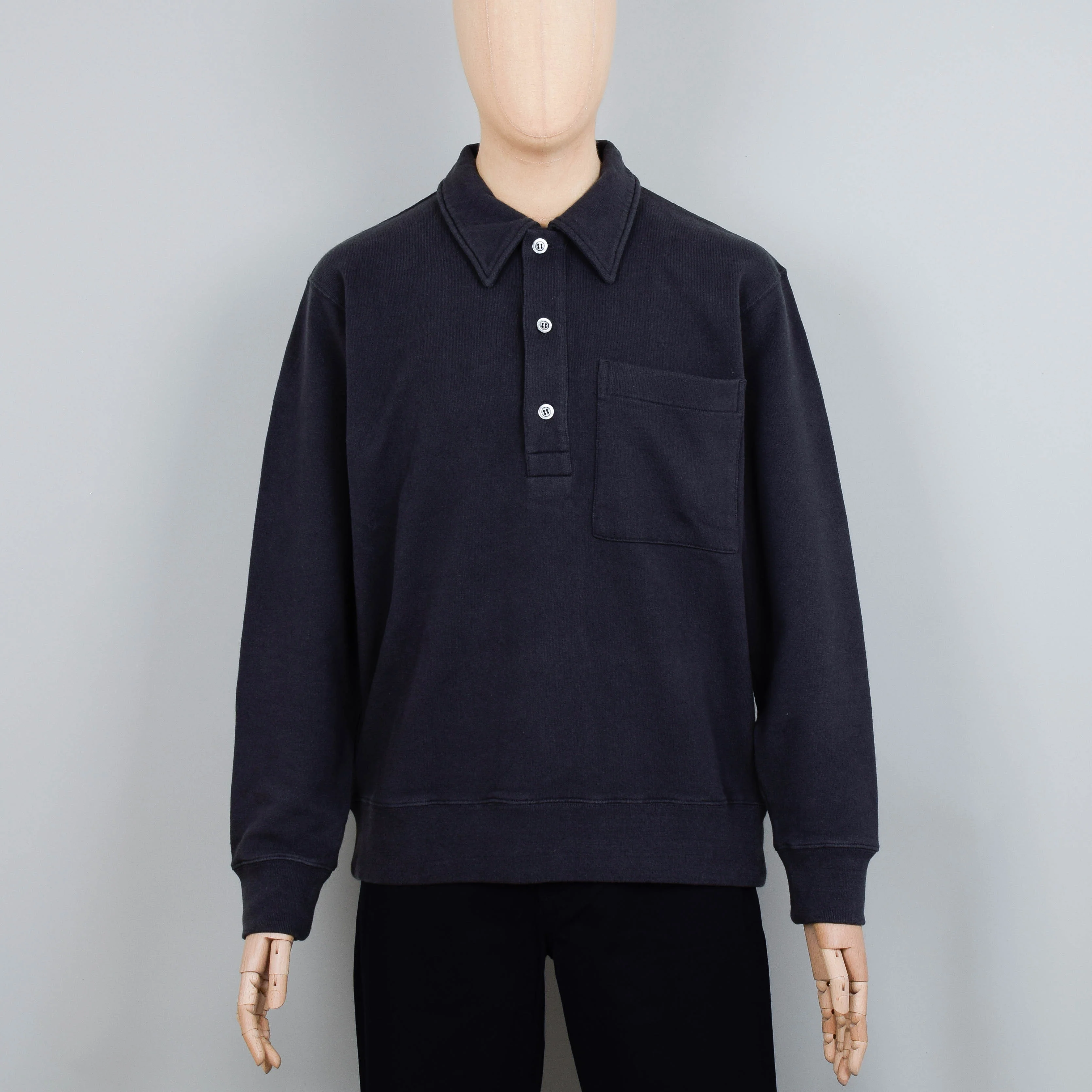 Norse Projects Fraser Relaxed Loopback Tab Series L/S Polo- Battleship Grey