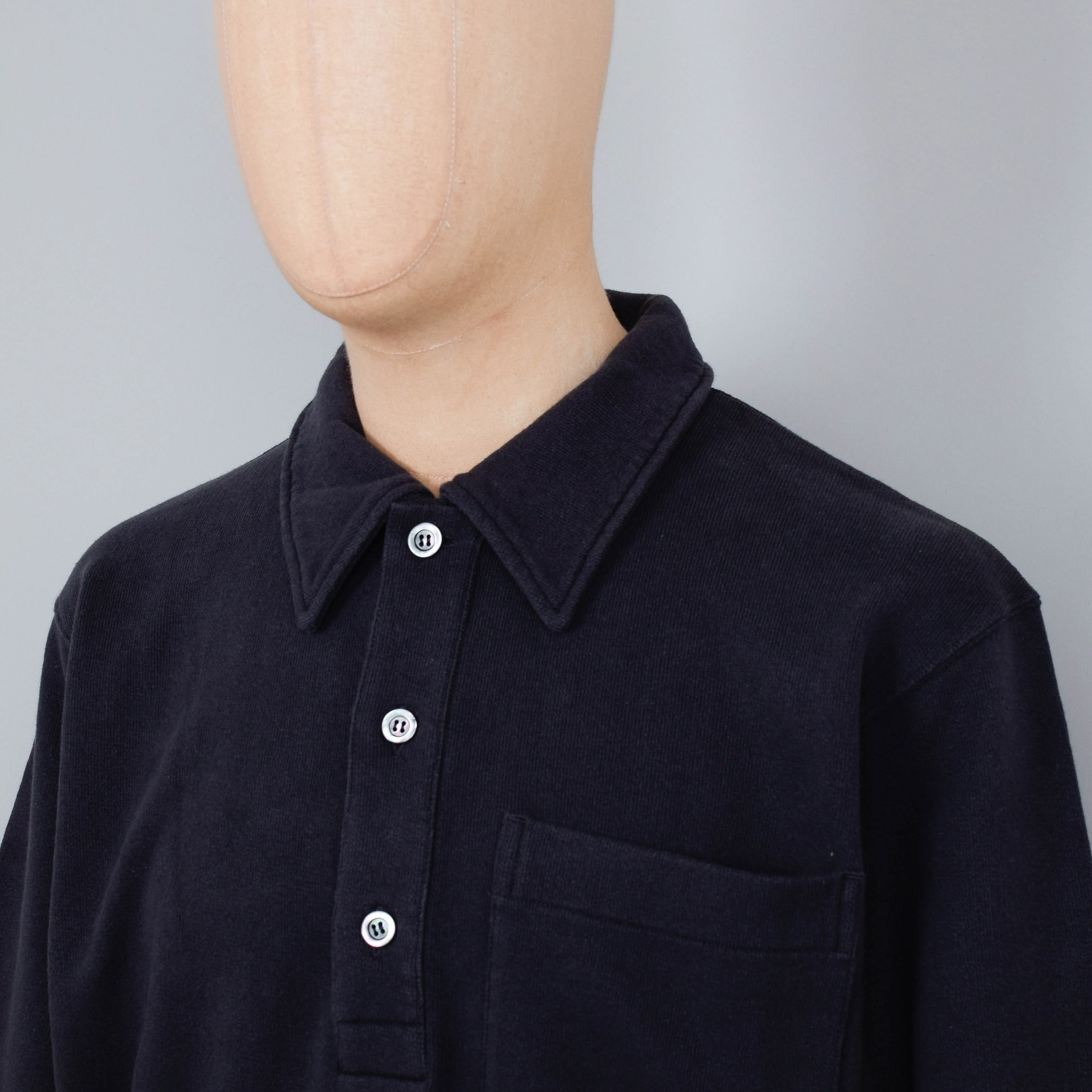 Norse Projects Fraser Relaxed Loopback Tab Series L/S Polo- Battleship Grey - Image 2