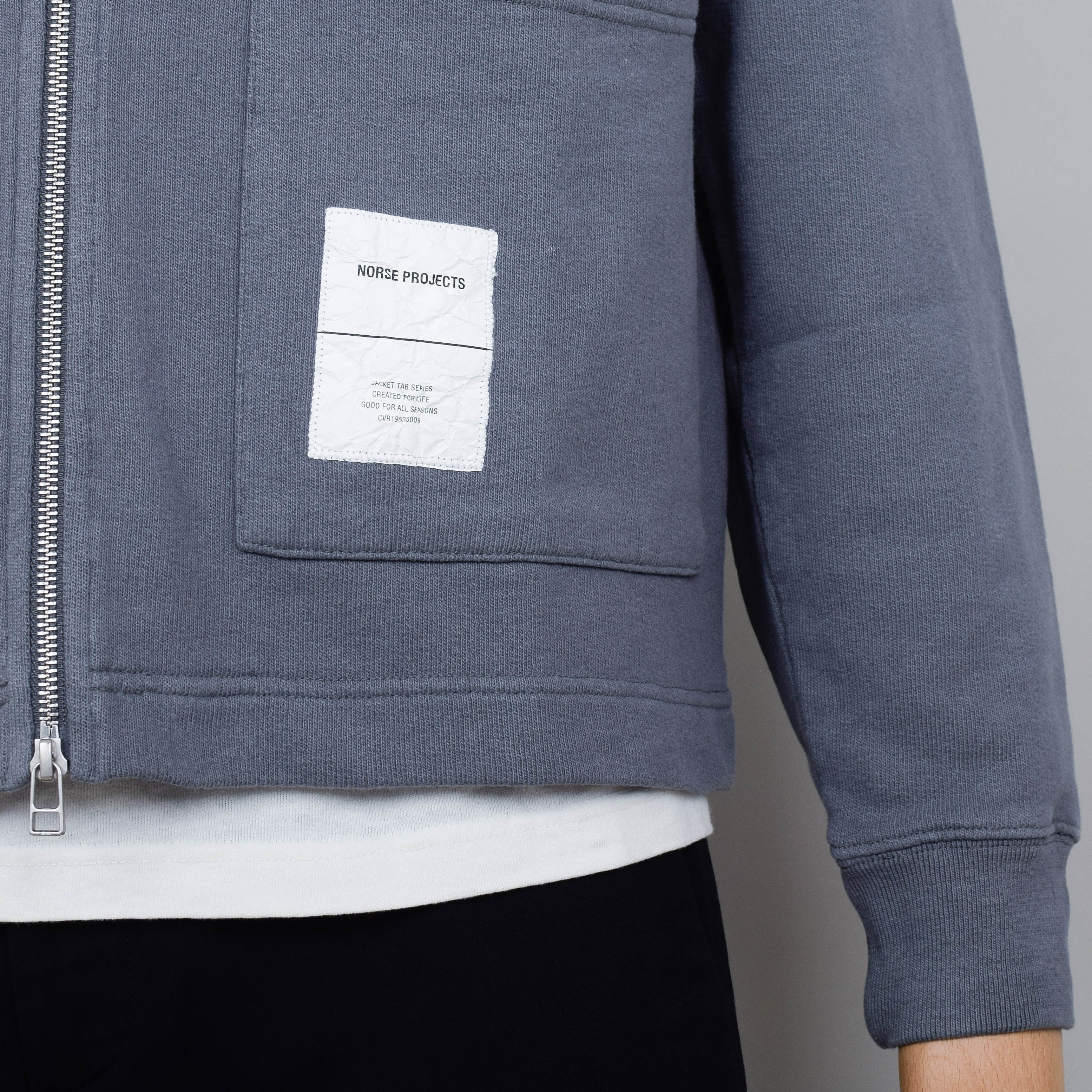 Norse Projects Fraser Tab Series Sweat Jacket - Magnet Grey - Image 3