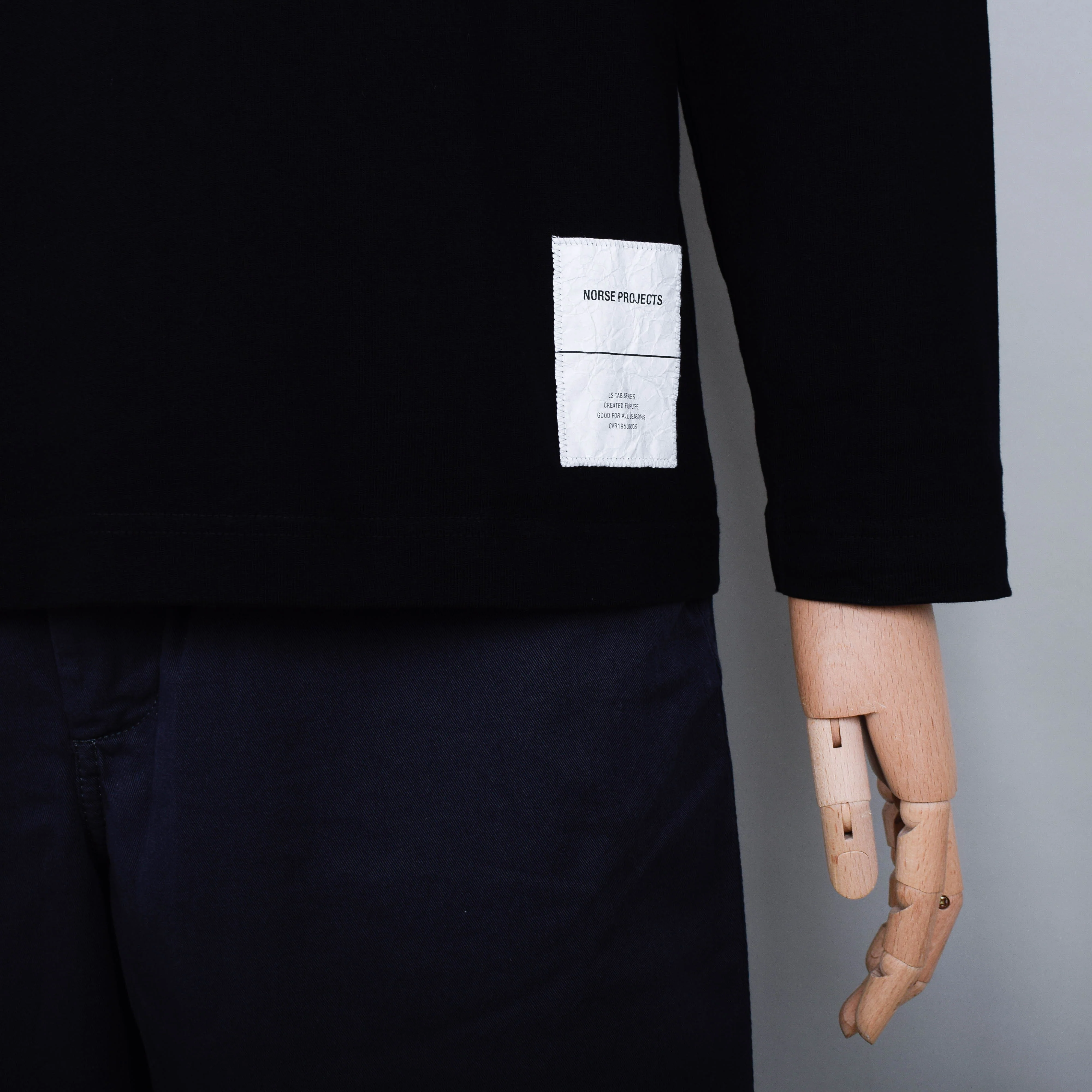 Norse Projects Holger Tab Series LS T-Shirt - Black - Image 3
