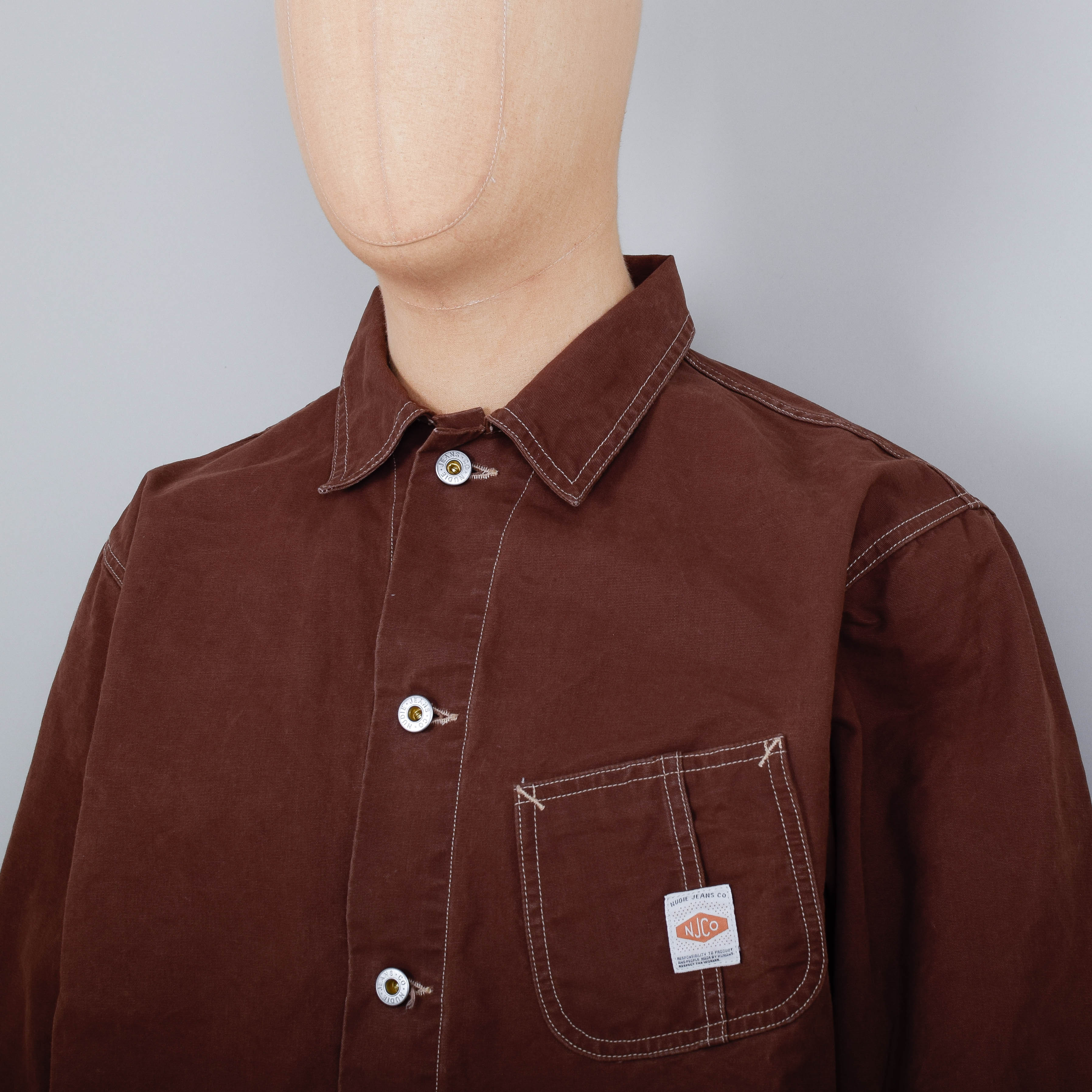 Nudie Jeans Howie Waxed Chore Jacket - Brown - Image 2