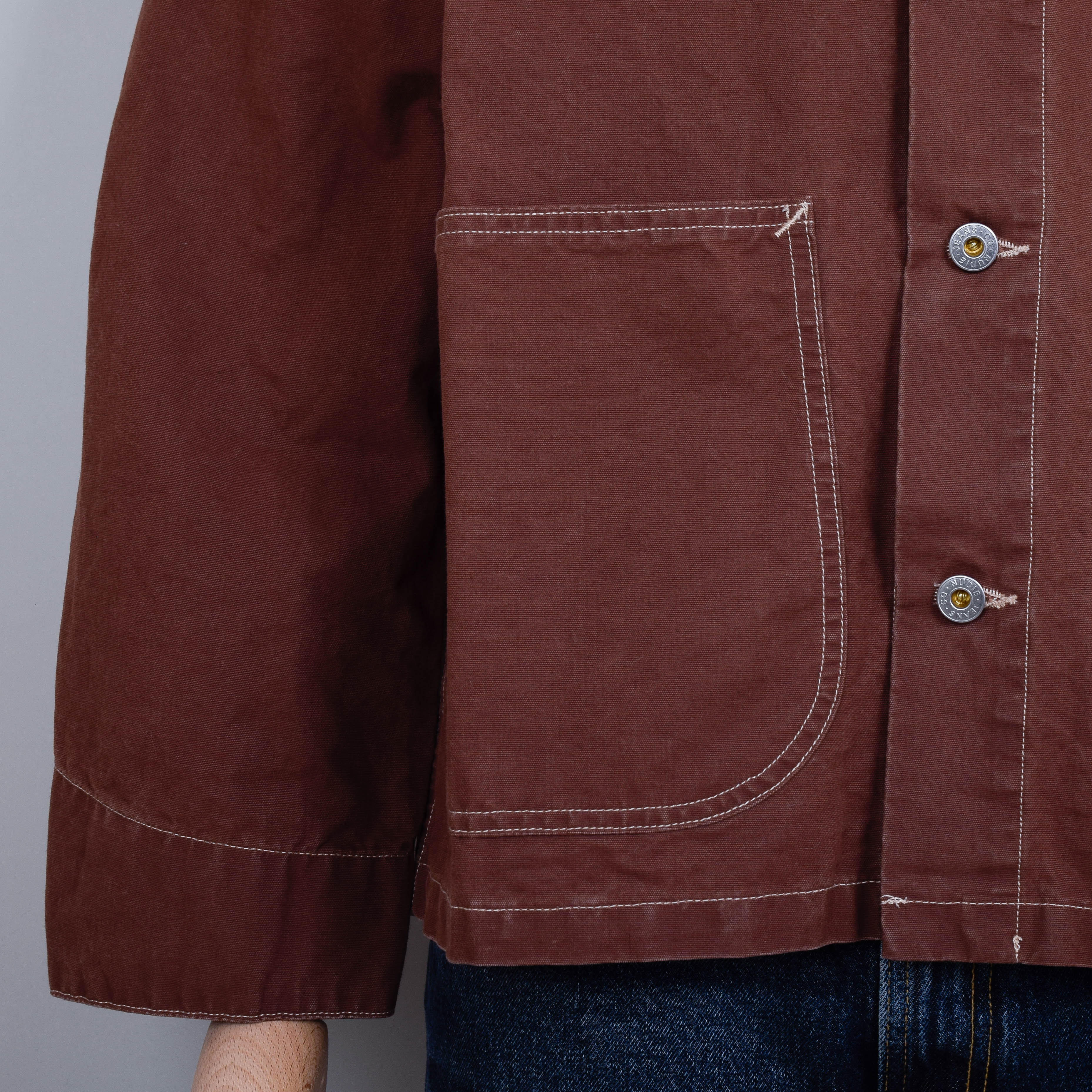 Nudie Jeans Howie Waxed Chore Jacket - Brown - Image 3
