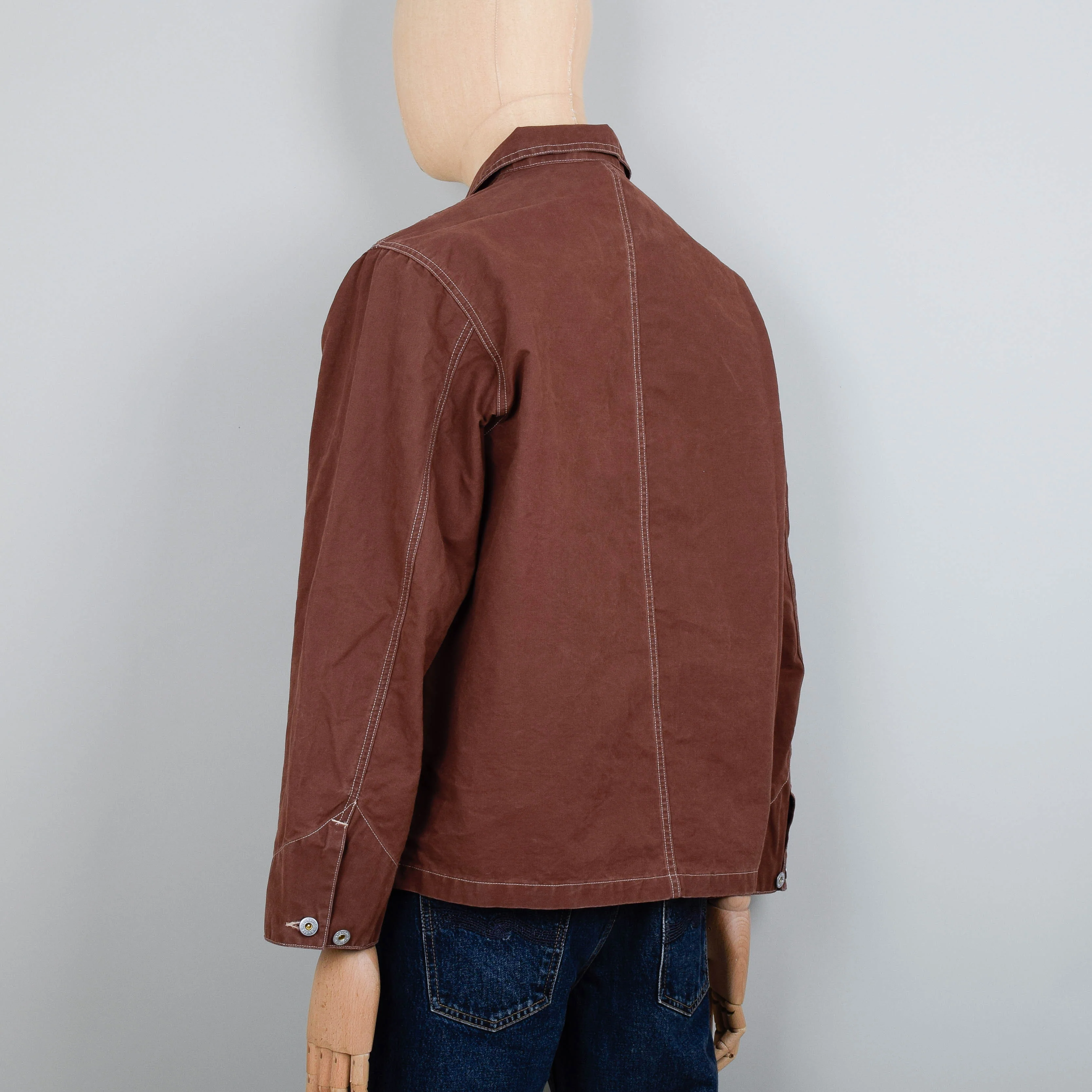 Nudie Jeans Howie Waxed Chore Jacket - Brown - Image 4