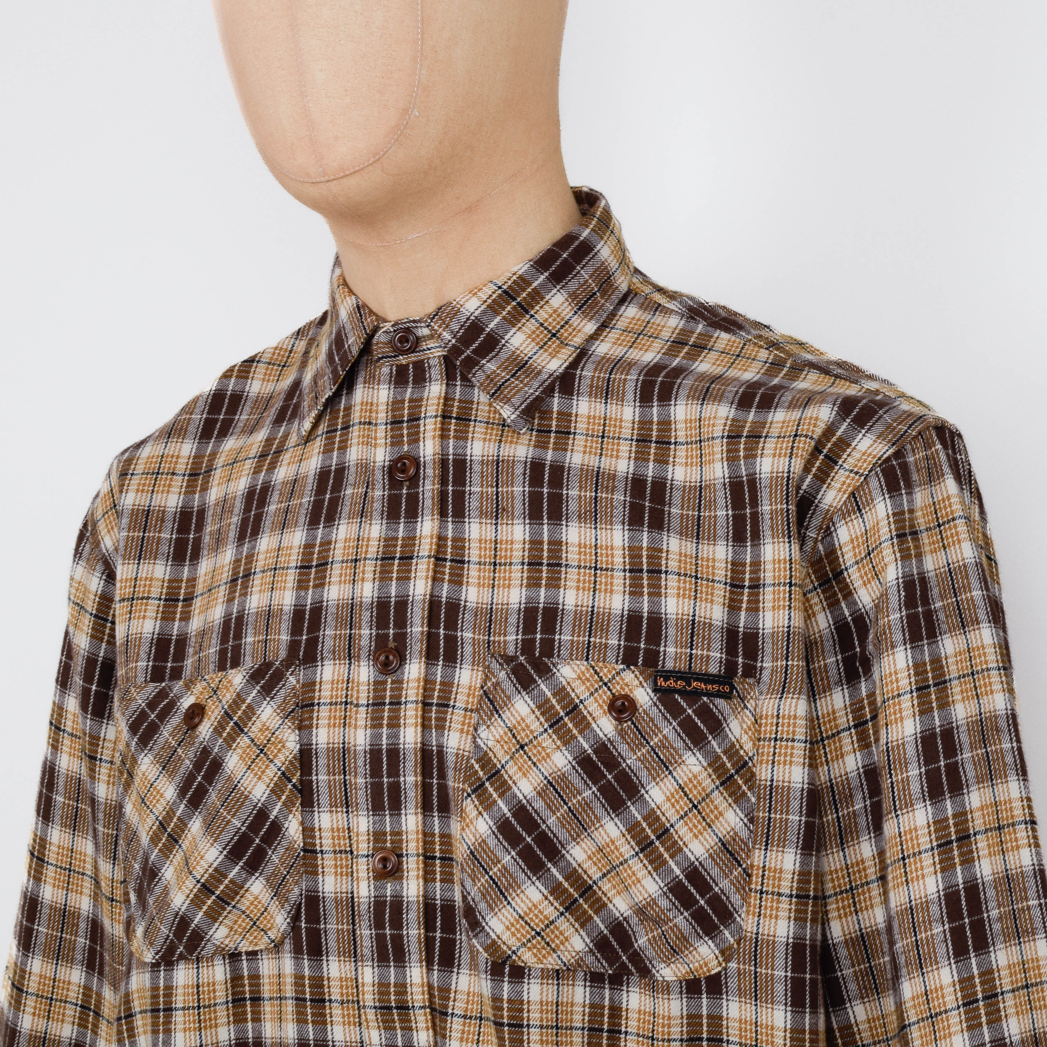 Nudie Jeans Julian Farmers Check Shirt -Brown - Image 2
