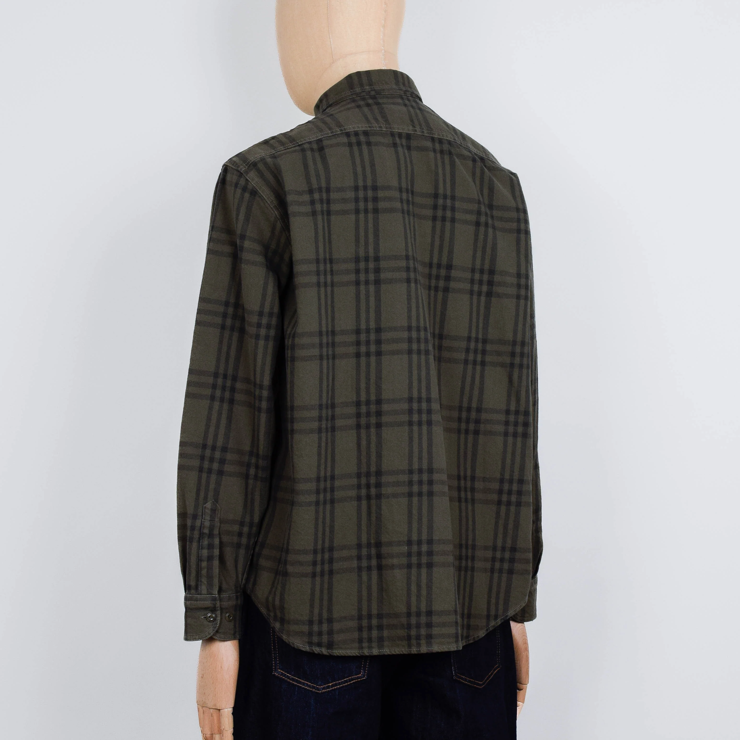 Nudie Jeans Julian Worker Plaid Check Shirt - Olive - Image 3