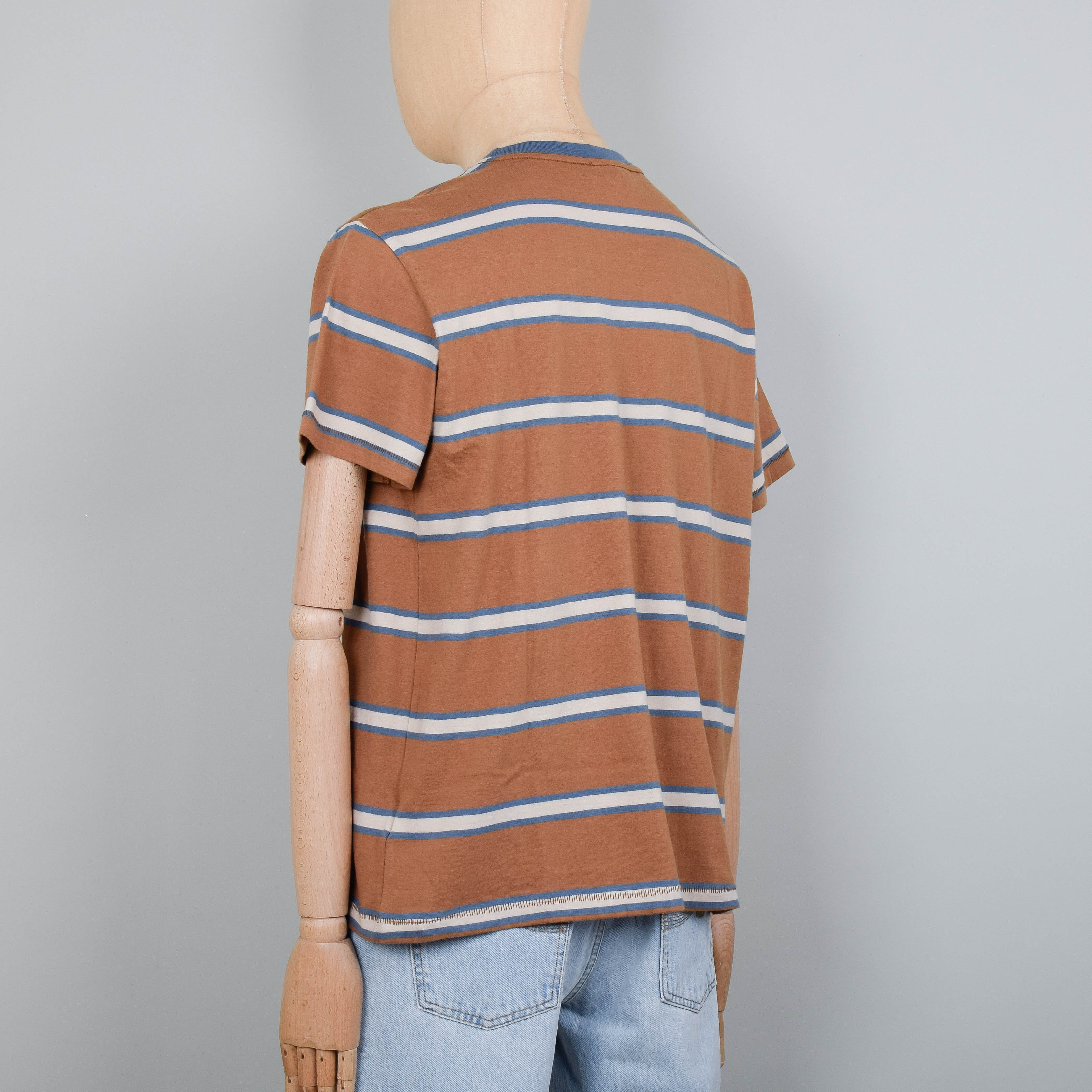 Nudie Jeans Leffe 90s Stripe T-Shirt - Tobacco - Image 3