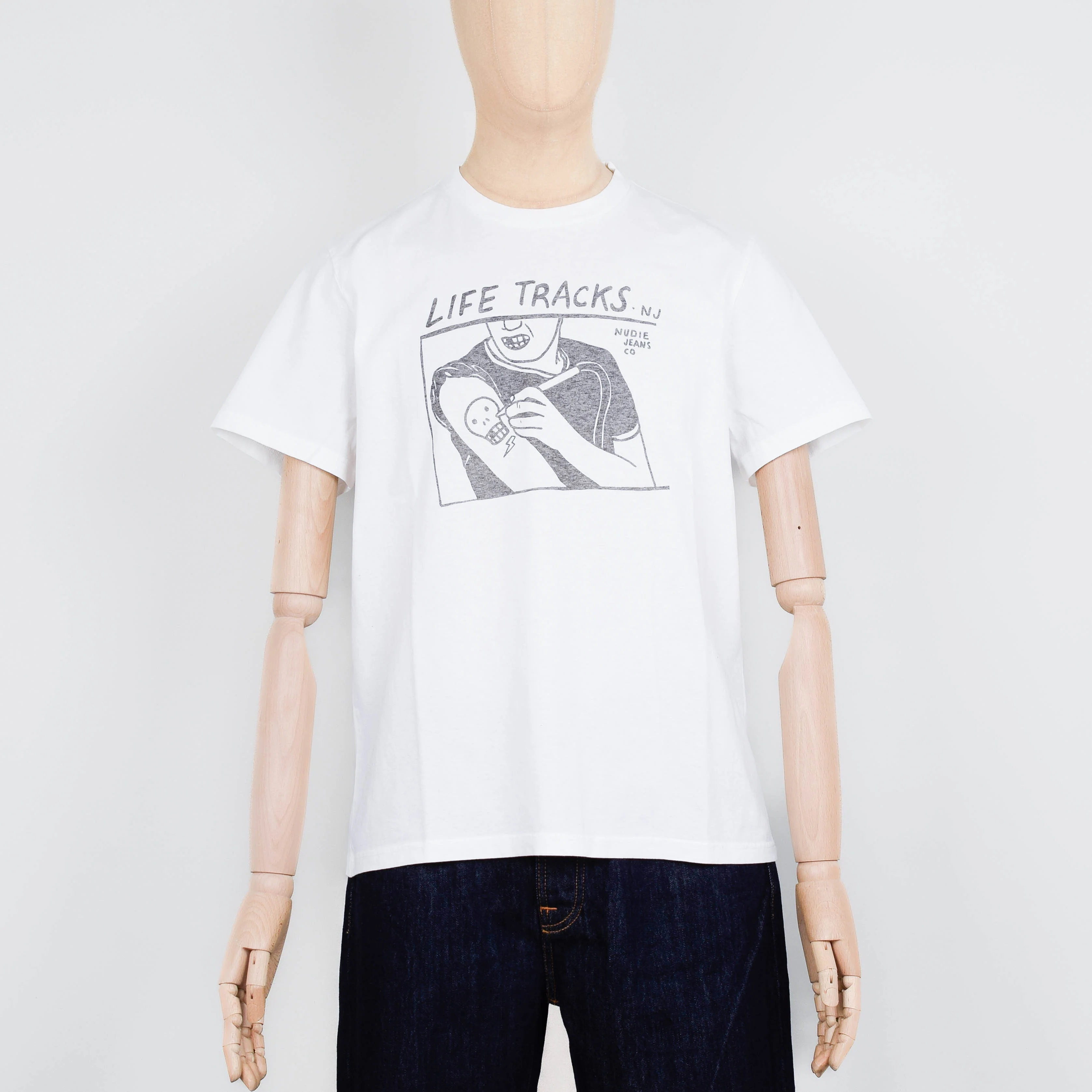 Nudie Jeans Roy Life Tracks T-Shirt - Chalk White