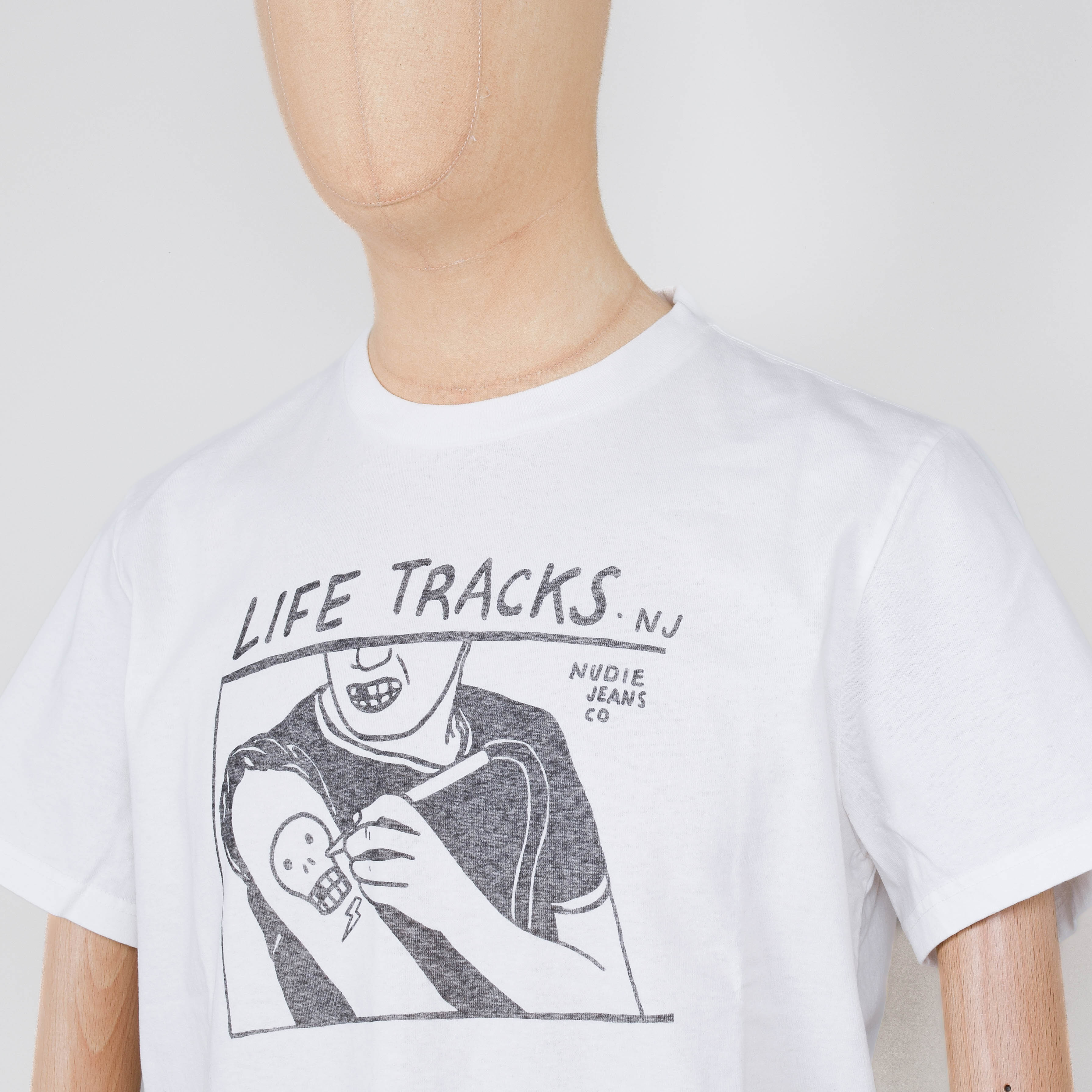 Nudie Jeans Roy Life Tracks T-Shirt - Chalk White - Image 2