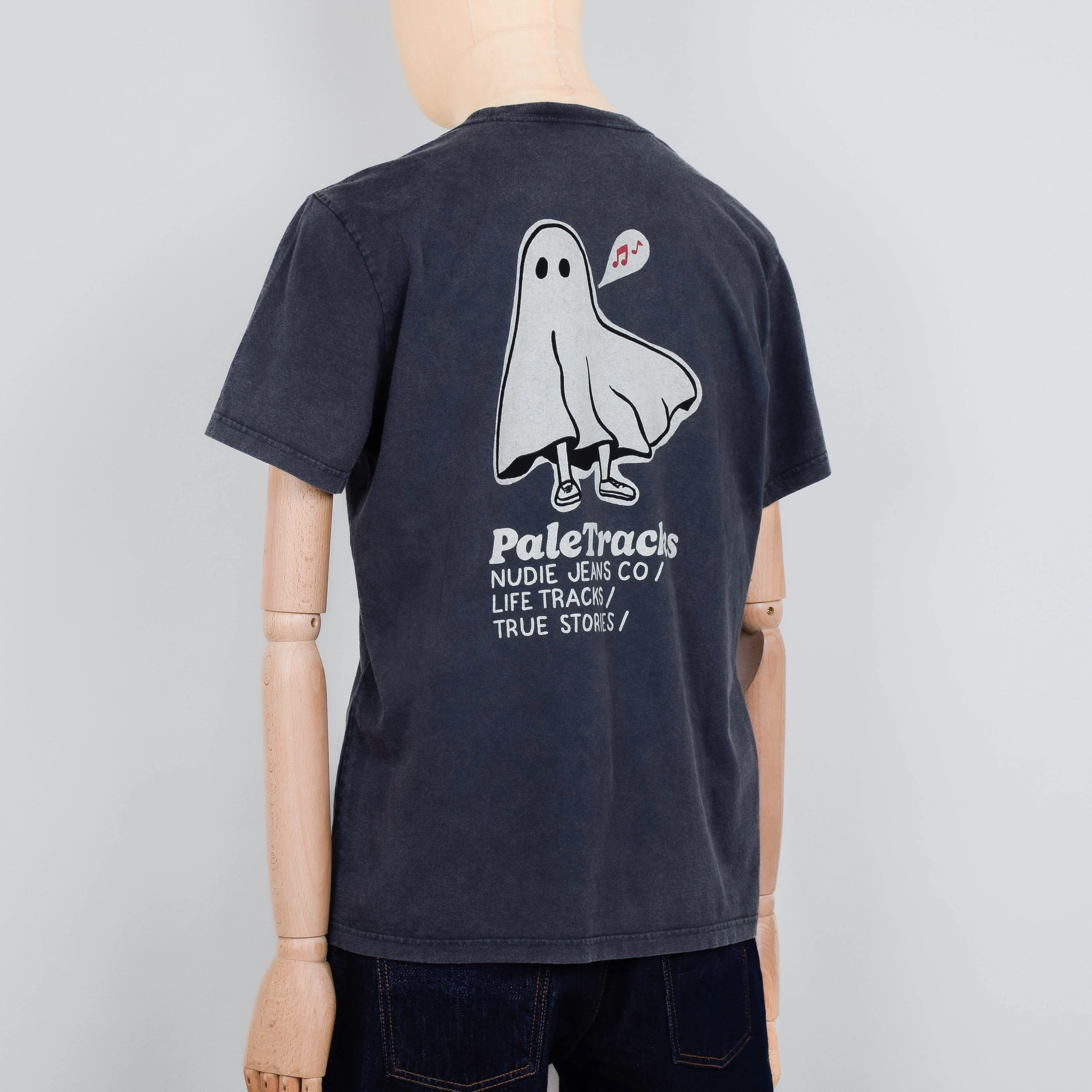 Nudie Jeans Roy Pale Tracks T-Shirt - Charcoal - Image 2