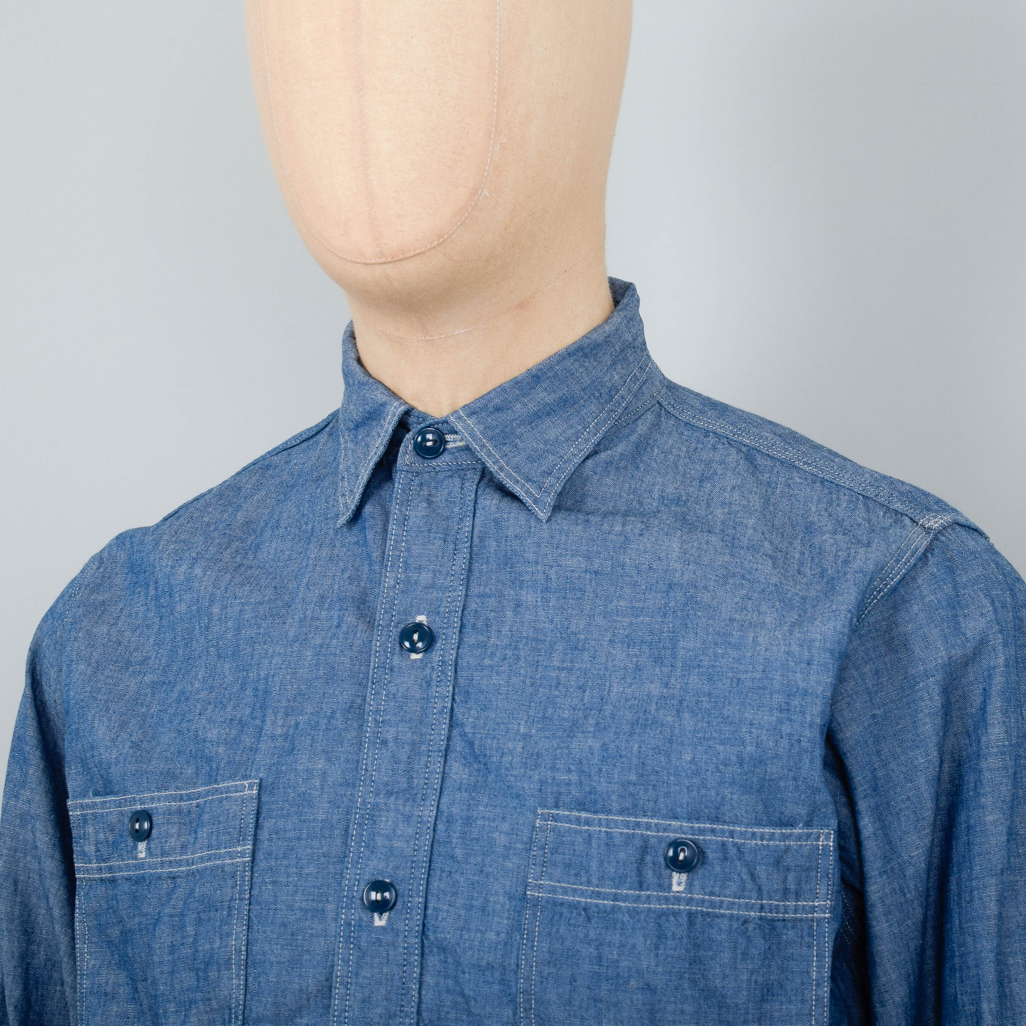 Orslow Chambray Work Shirt - Indigo - Image 2