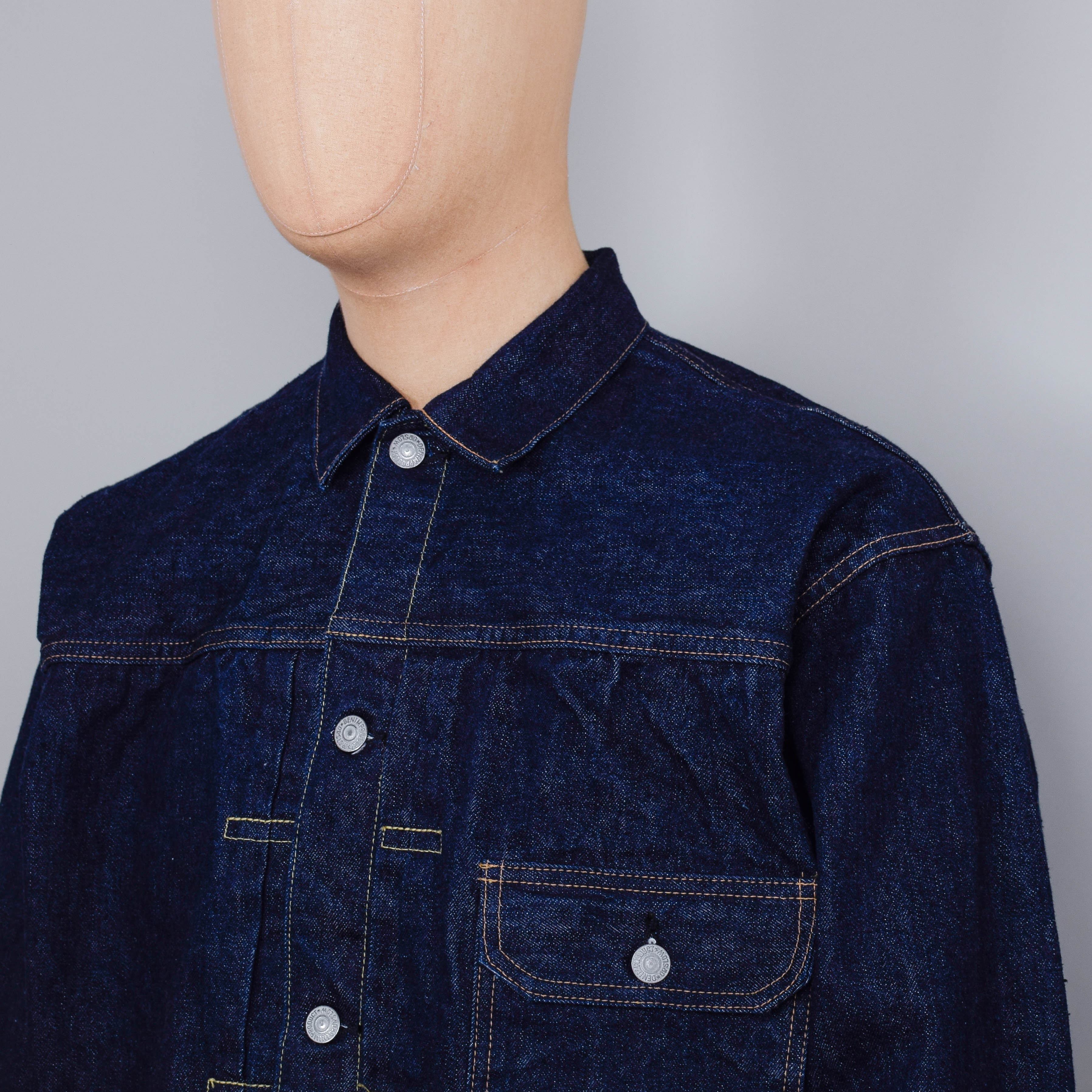 OrSlow Type 1 Pleated Front 40's Denim Jacket - One Wash - Image 2