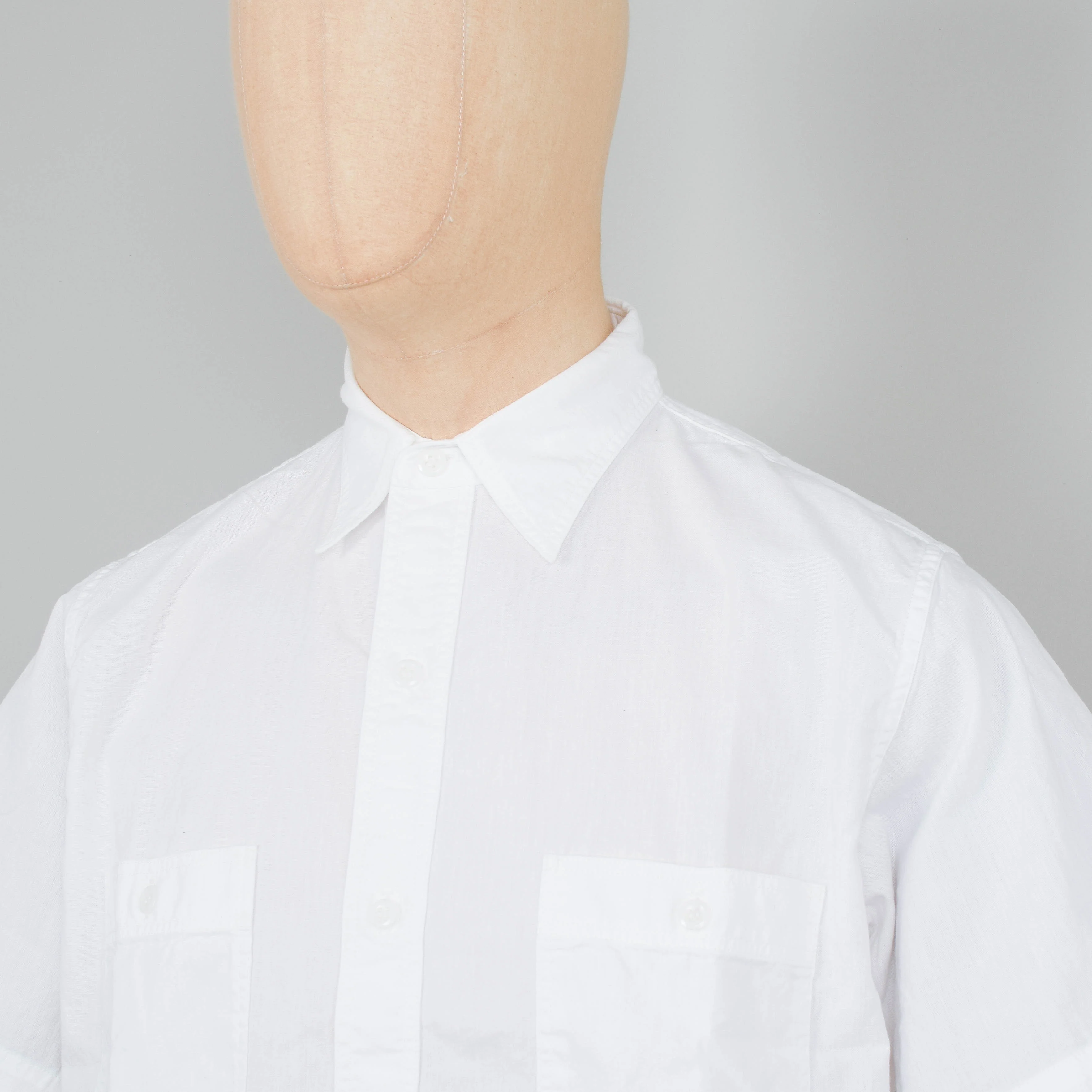 OrSlow Short Sleeve Chambray Work Shirt - White - Image 2