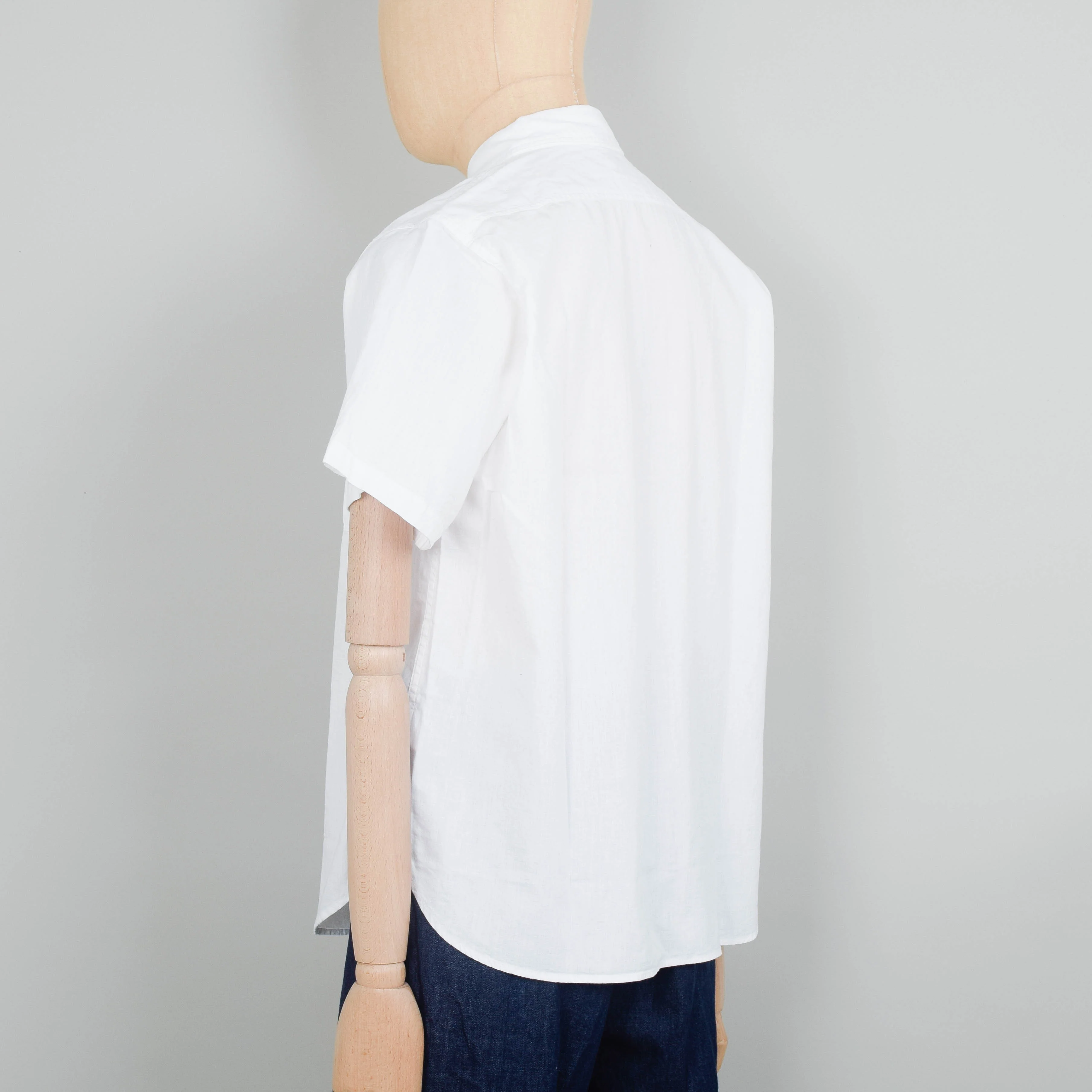 OrSlow Short Sleeve Chambray Work Shirt - White - Image 3