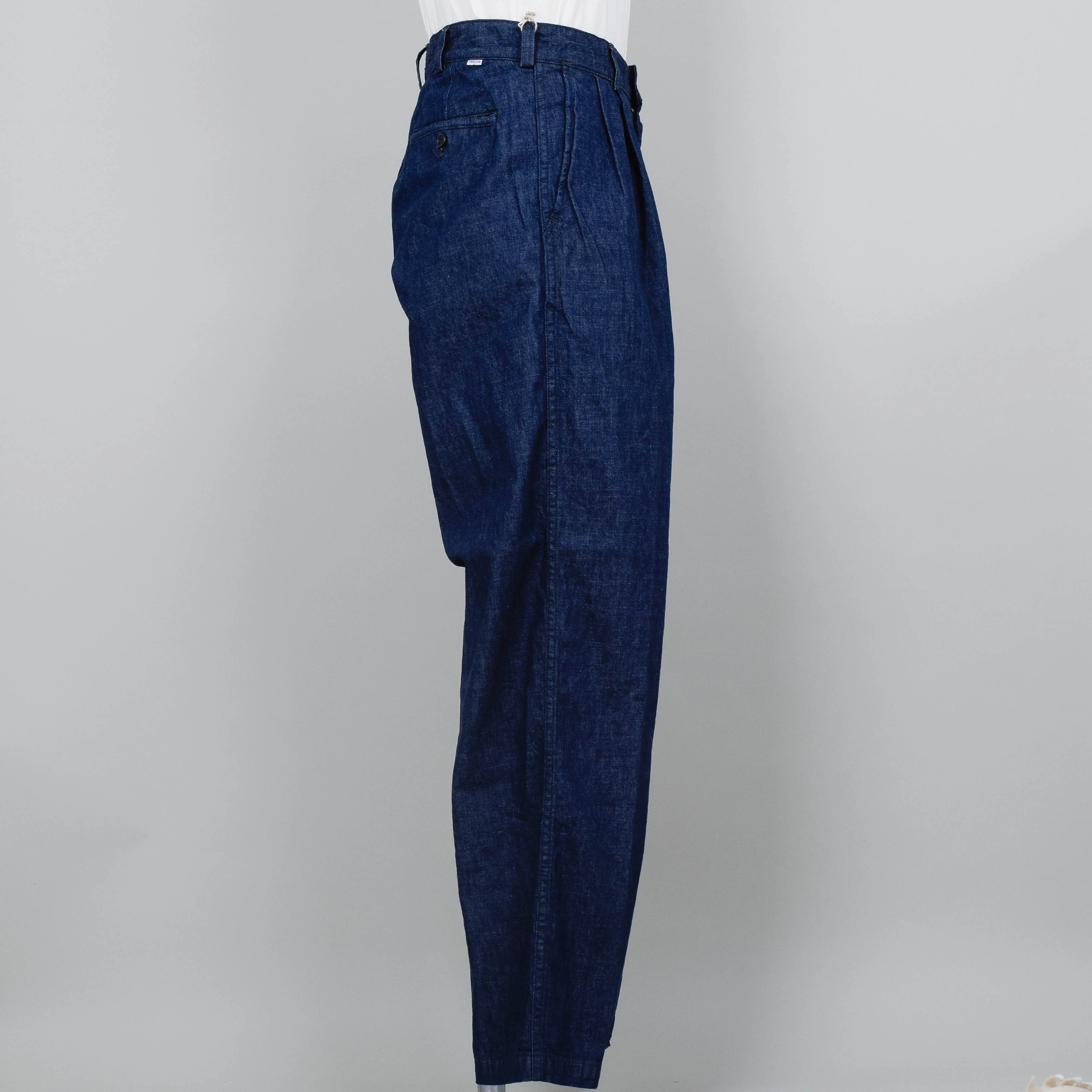 OrSlow Two Tuck Denim Wide Trouser - One Wash - Image 2