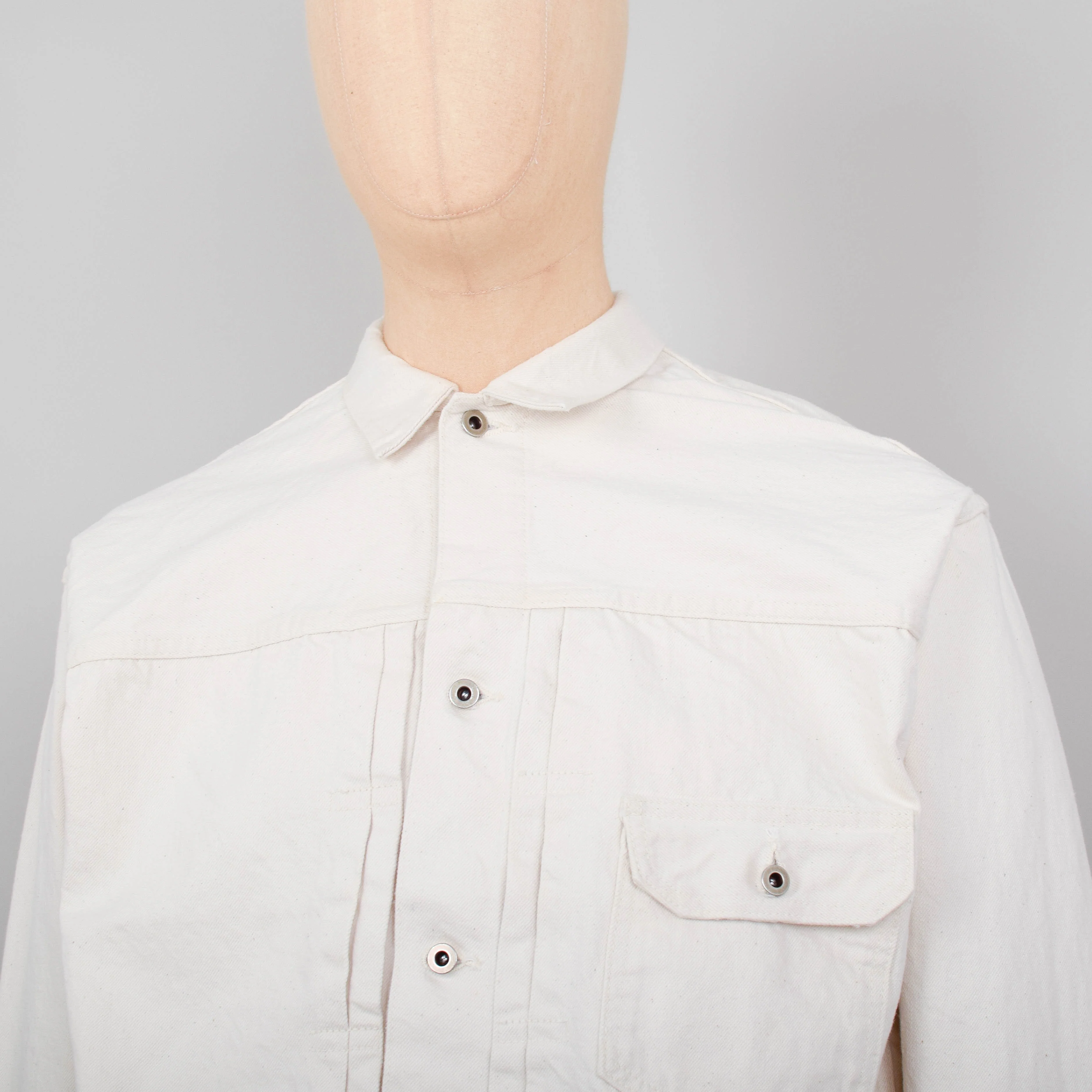 Orslow Type 1 Pleated Front Denim Jacket - Ecru - Image 2