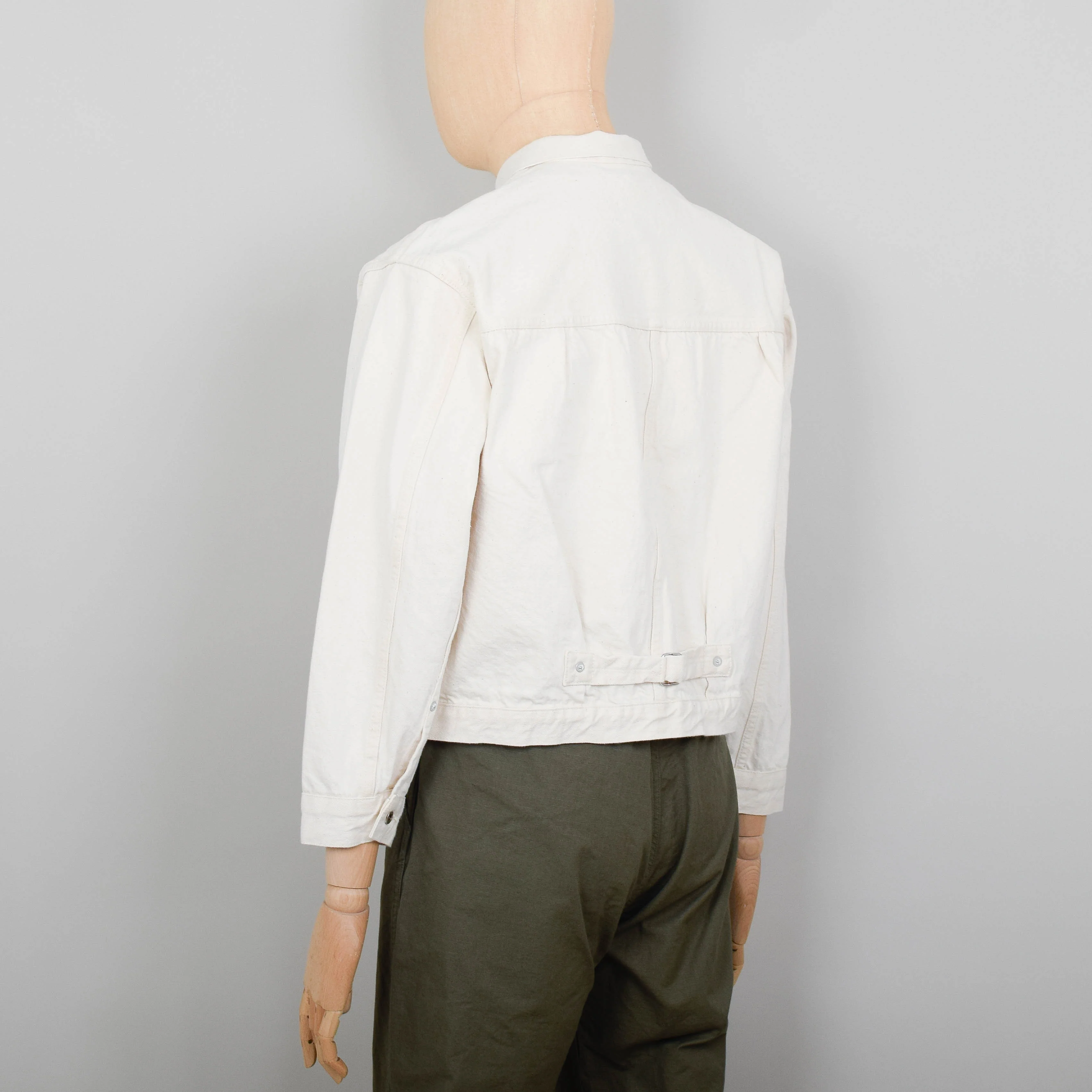 Orslow Type 1 Pleated Front Denim Jacket - Ecru - Image 3