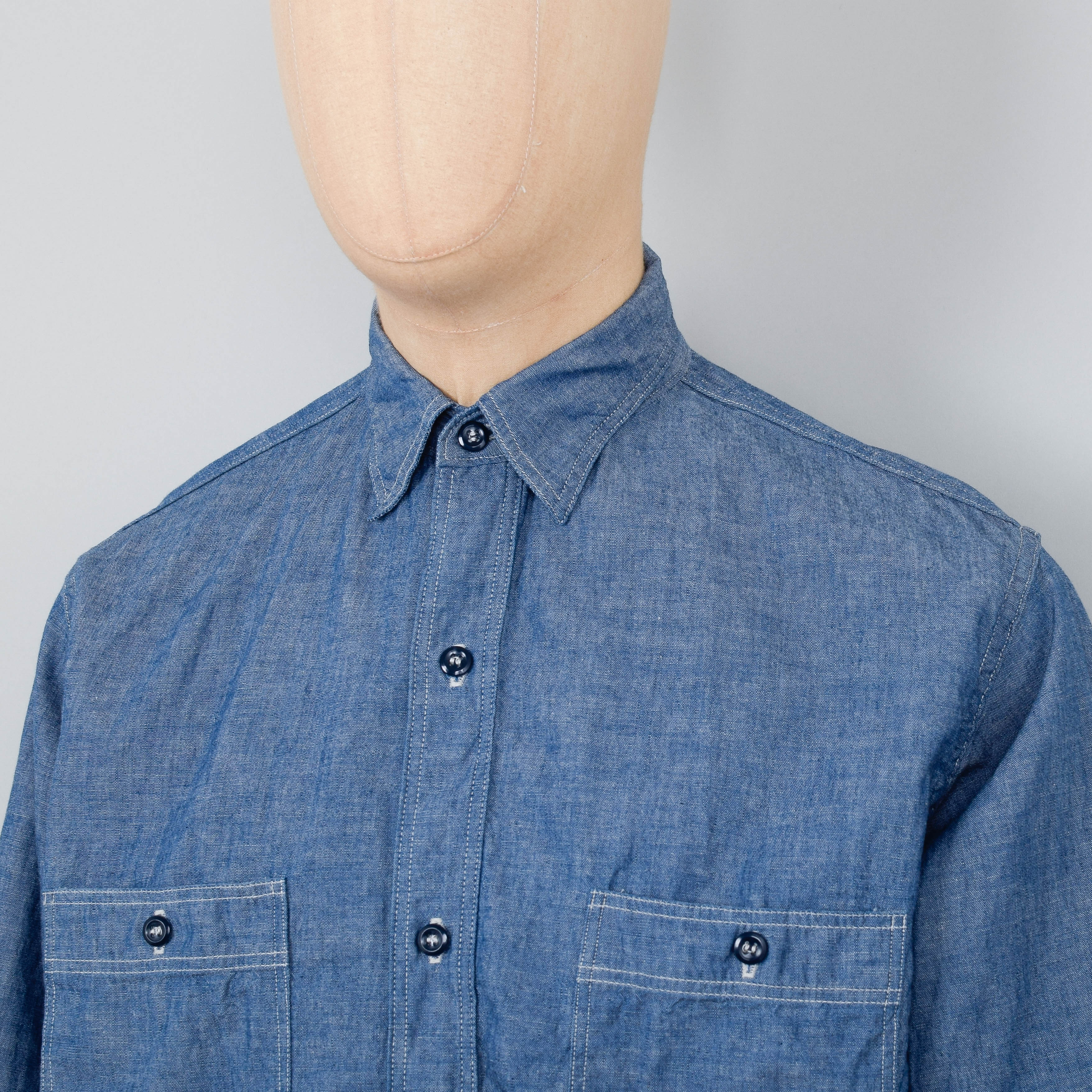 Orslow Vintage Fit Chambray Work Shirt - Chambray - Image 2