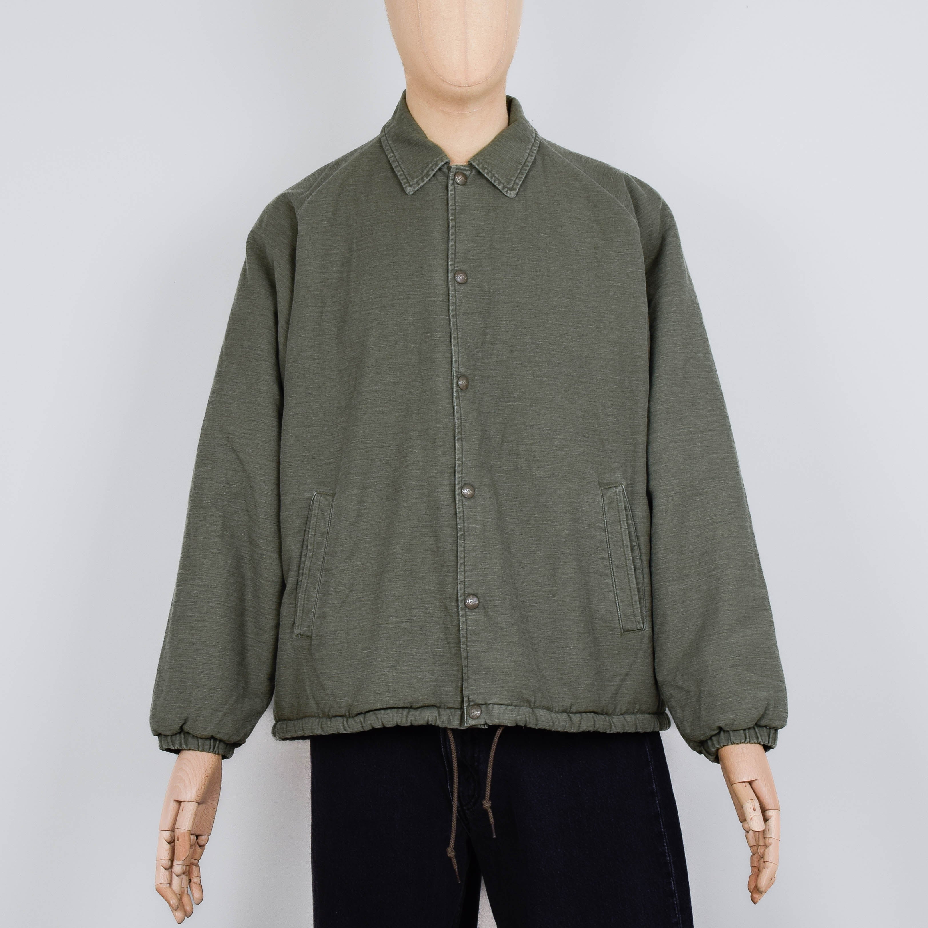 OrSlow Vintage Washed Coach Jacket with Fleece Lining - Dark Olive