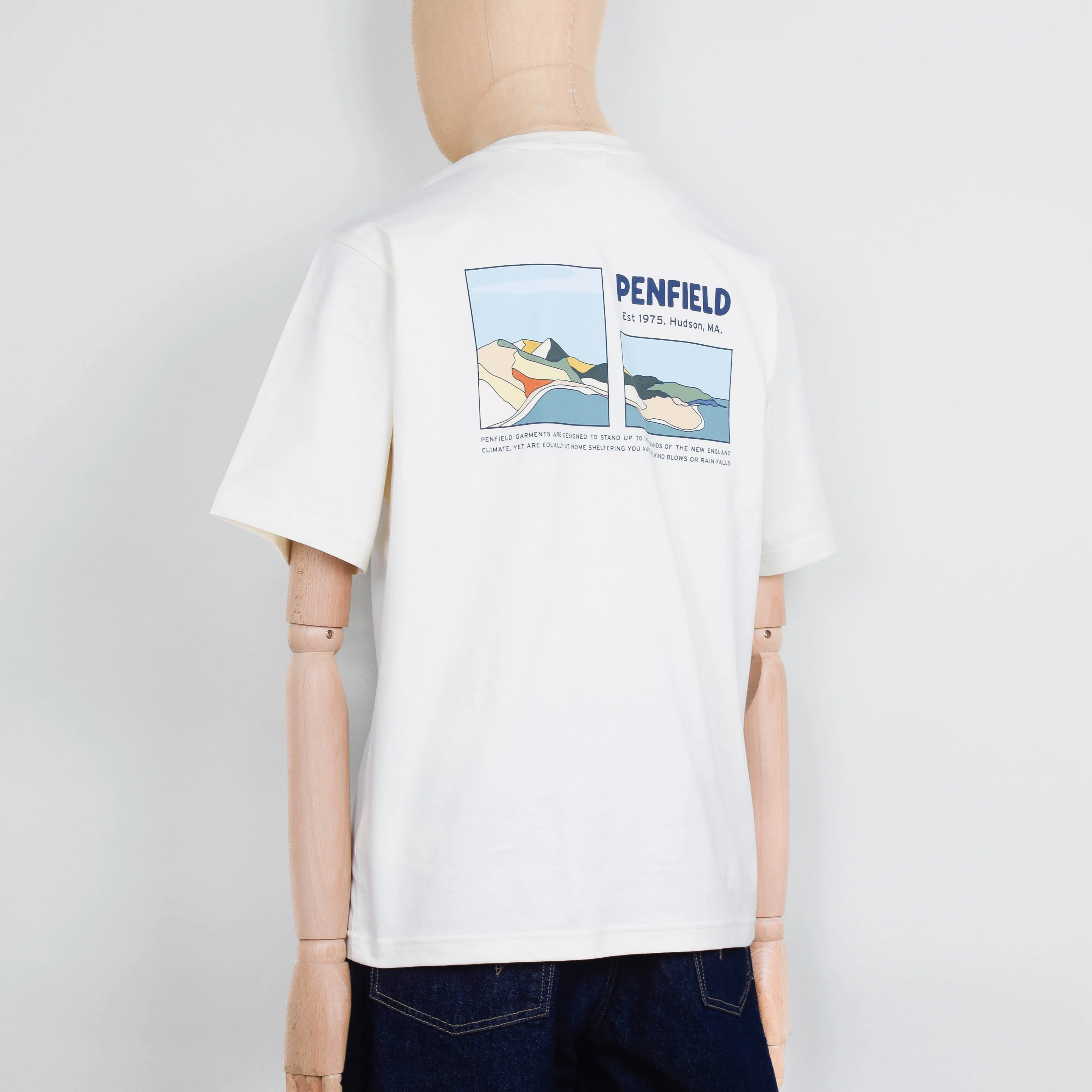 Penfield Block Landscape Graphic S/S T-Shirt - Vanilla Ice - Image 2