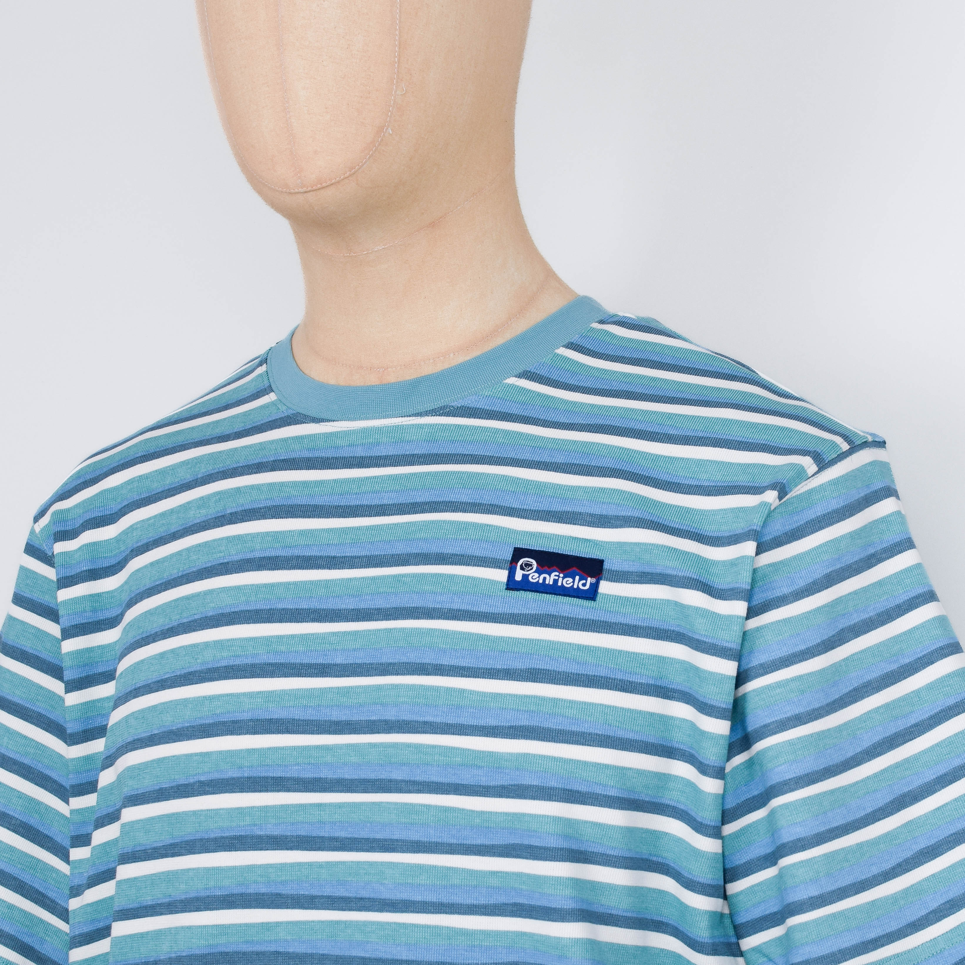 Penfield Wave Texture Stripe S/S T-Shirt - Dusty Turquoise - Image 2