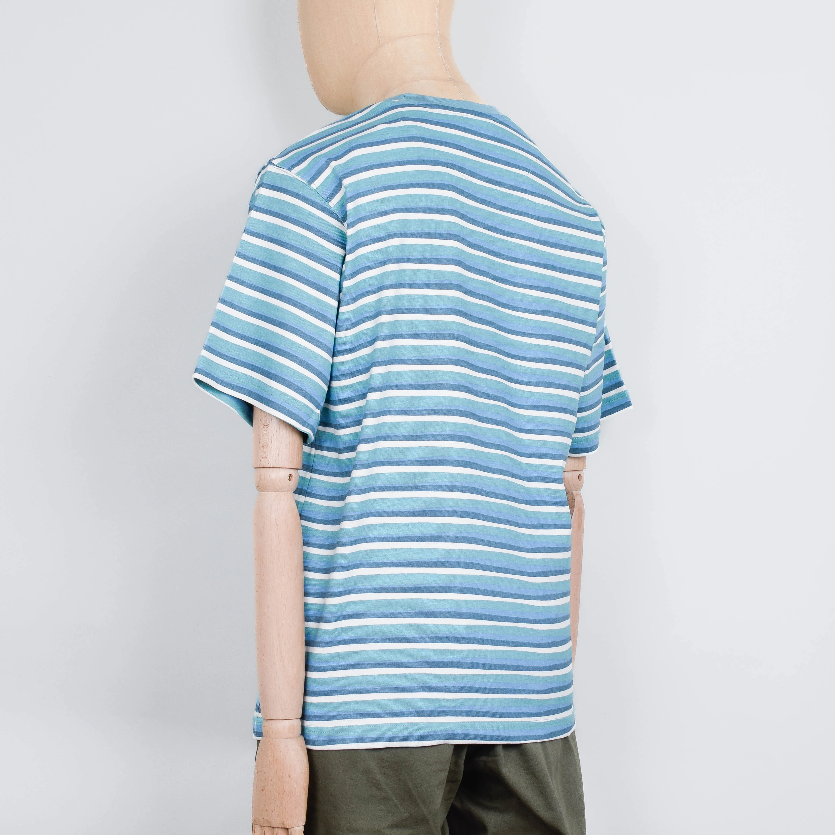 Penfield Wave Texture Stripe S/S T-Shirt - Dusty Turquoise - Image 3