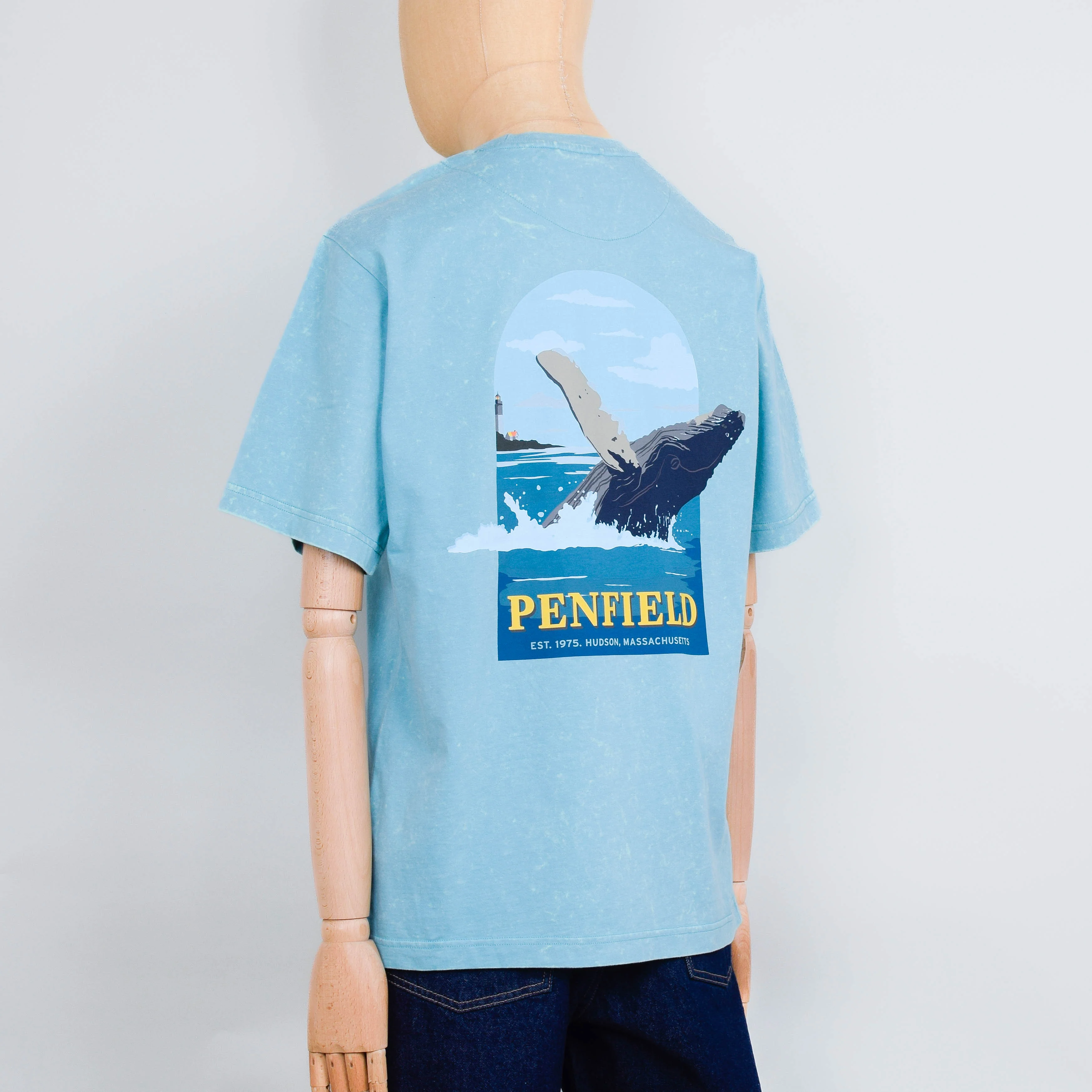 Penfield Whale Scene Back Graphic S/S T-Shirt - Dusky Turquoise - Image 2
