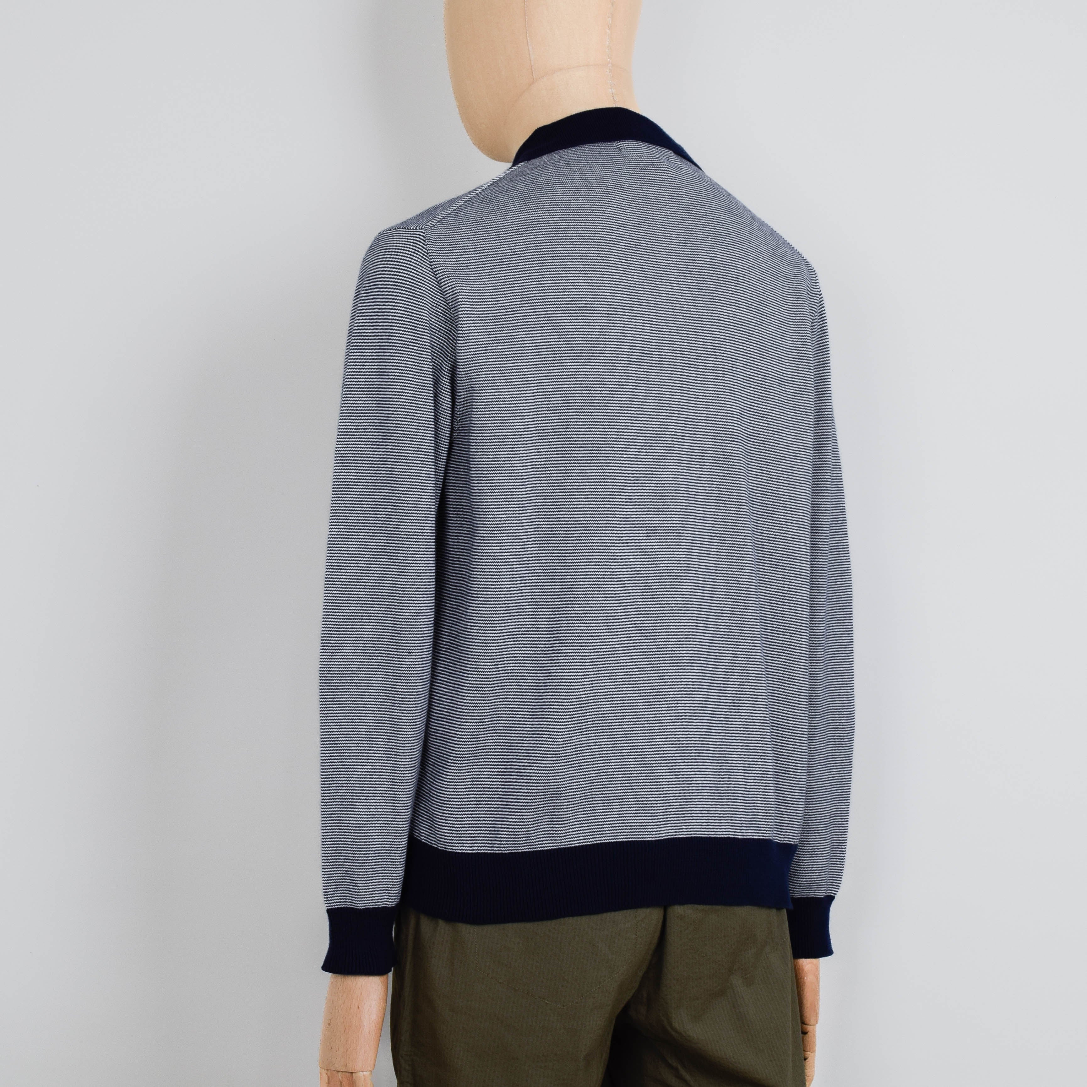Pittari Micro ST L/S Polo - Navy/Ecru - Image 3