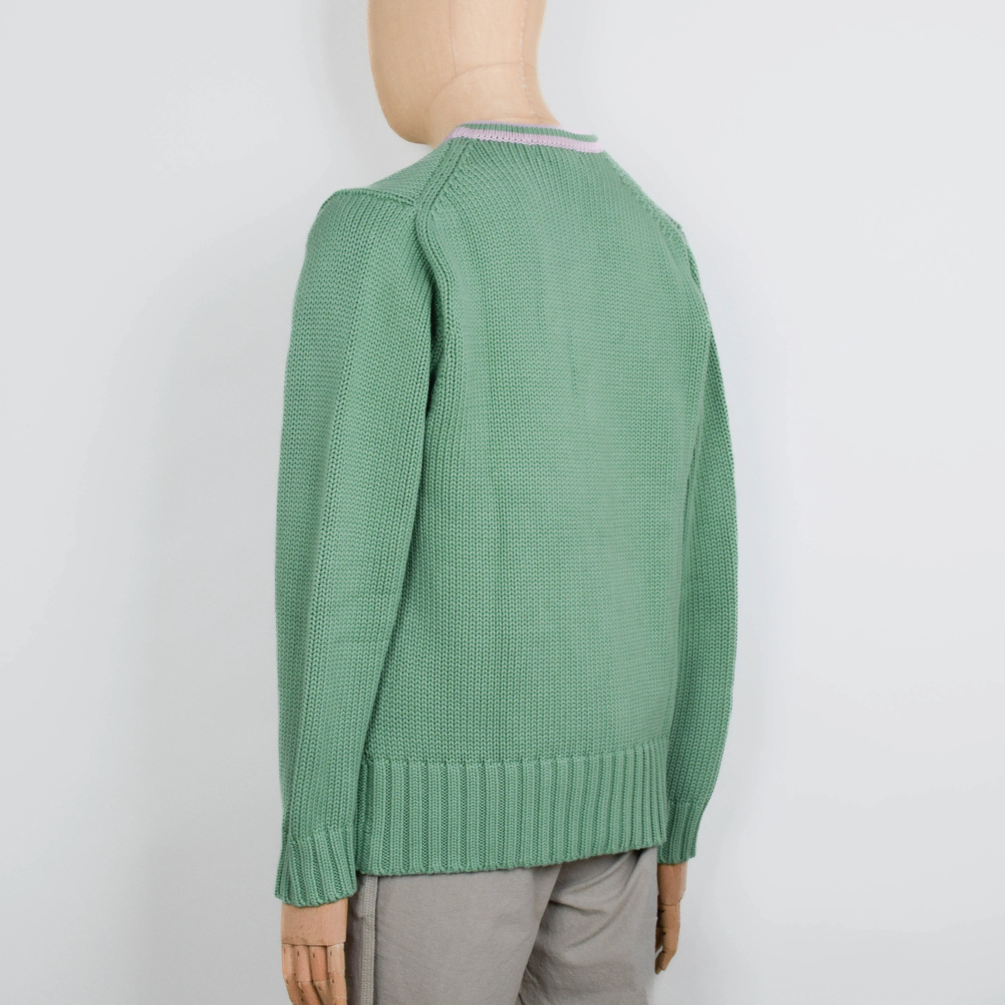 Pittari Roy Cardigan Contrast - Pea / Rose - Image 3