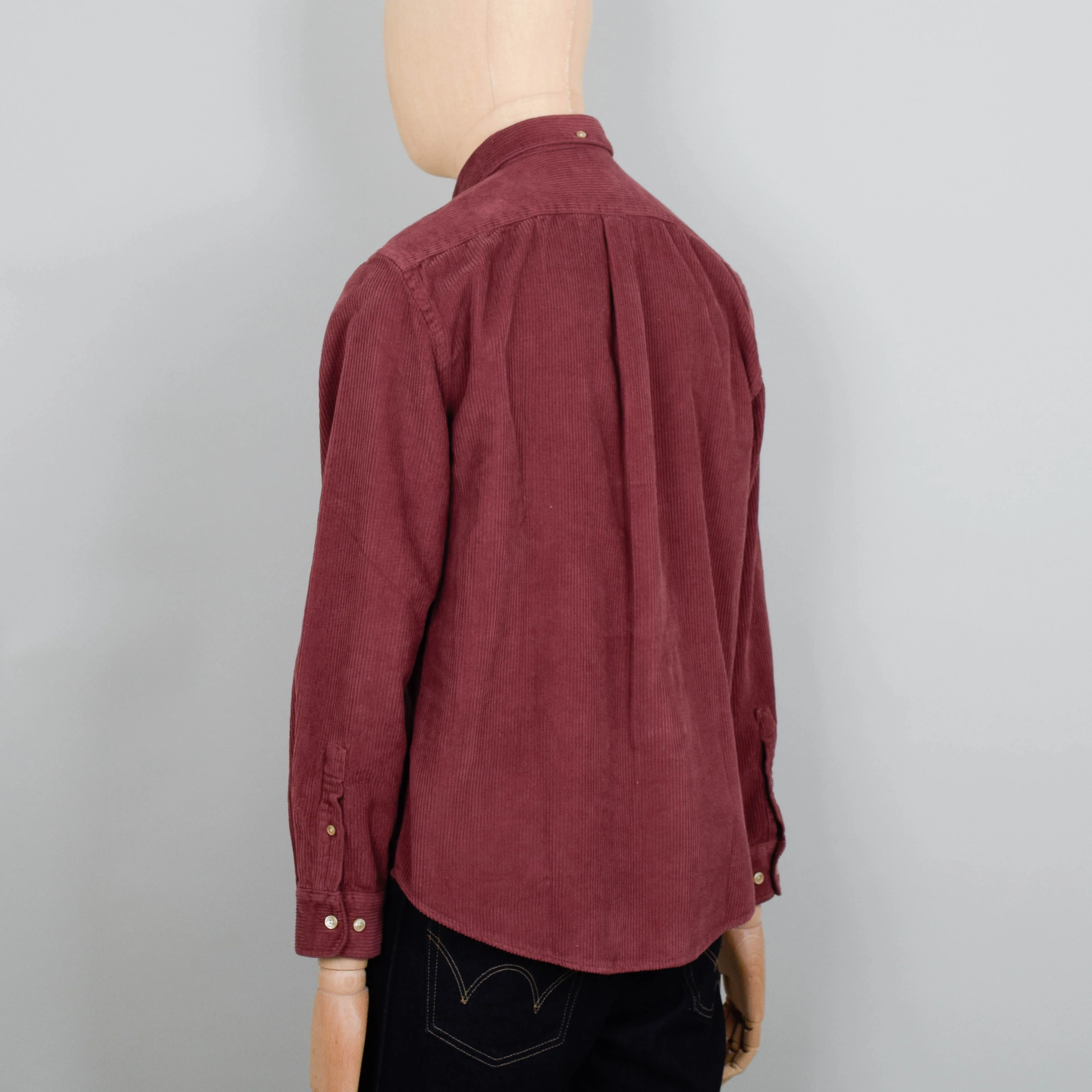 Portuguese Flannel Lobo Cord Shirt - Bordeaux - Image 3