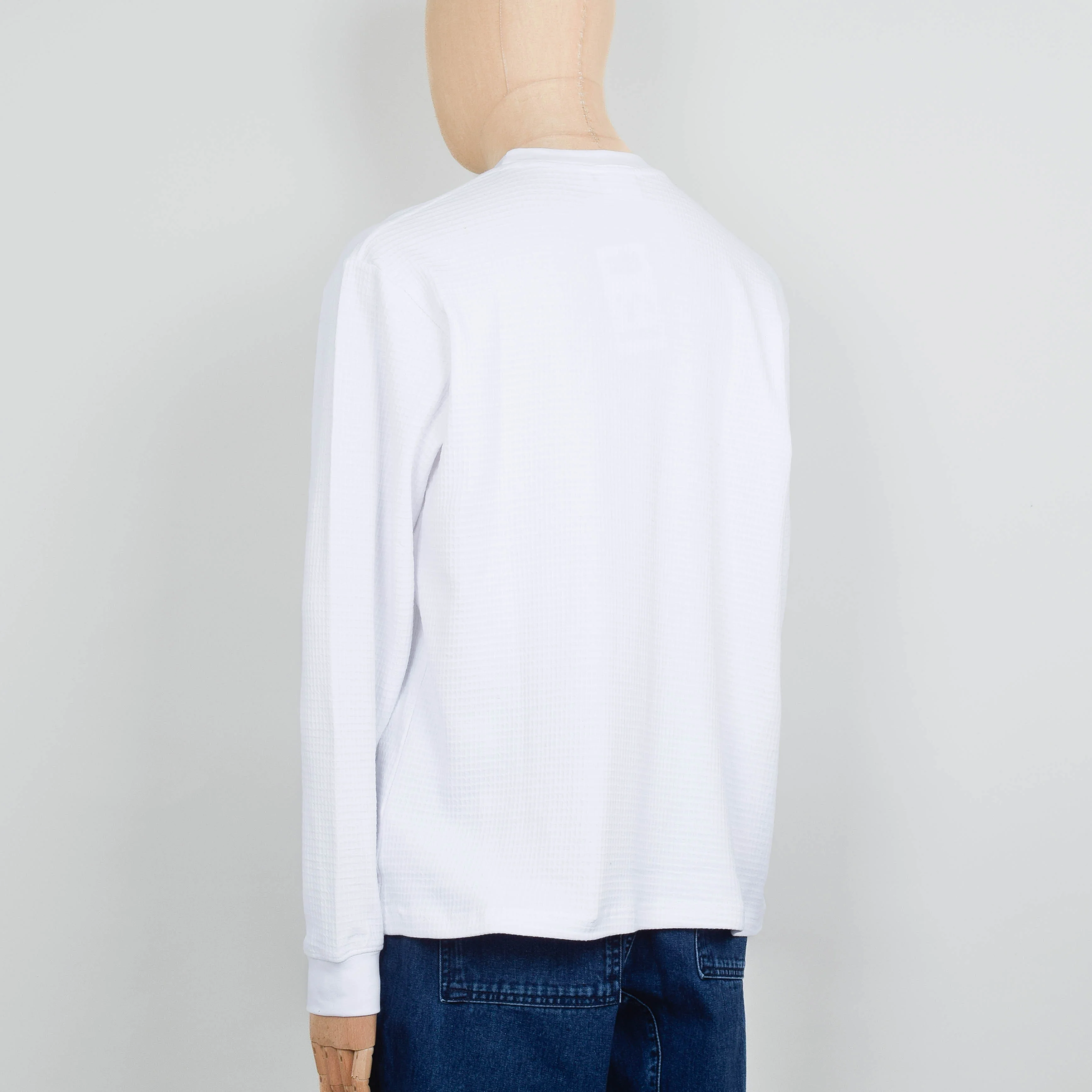 Power Goods Thermal Waffle LS Tee - White - Image 3