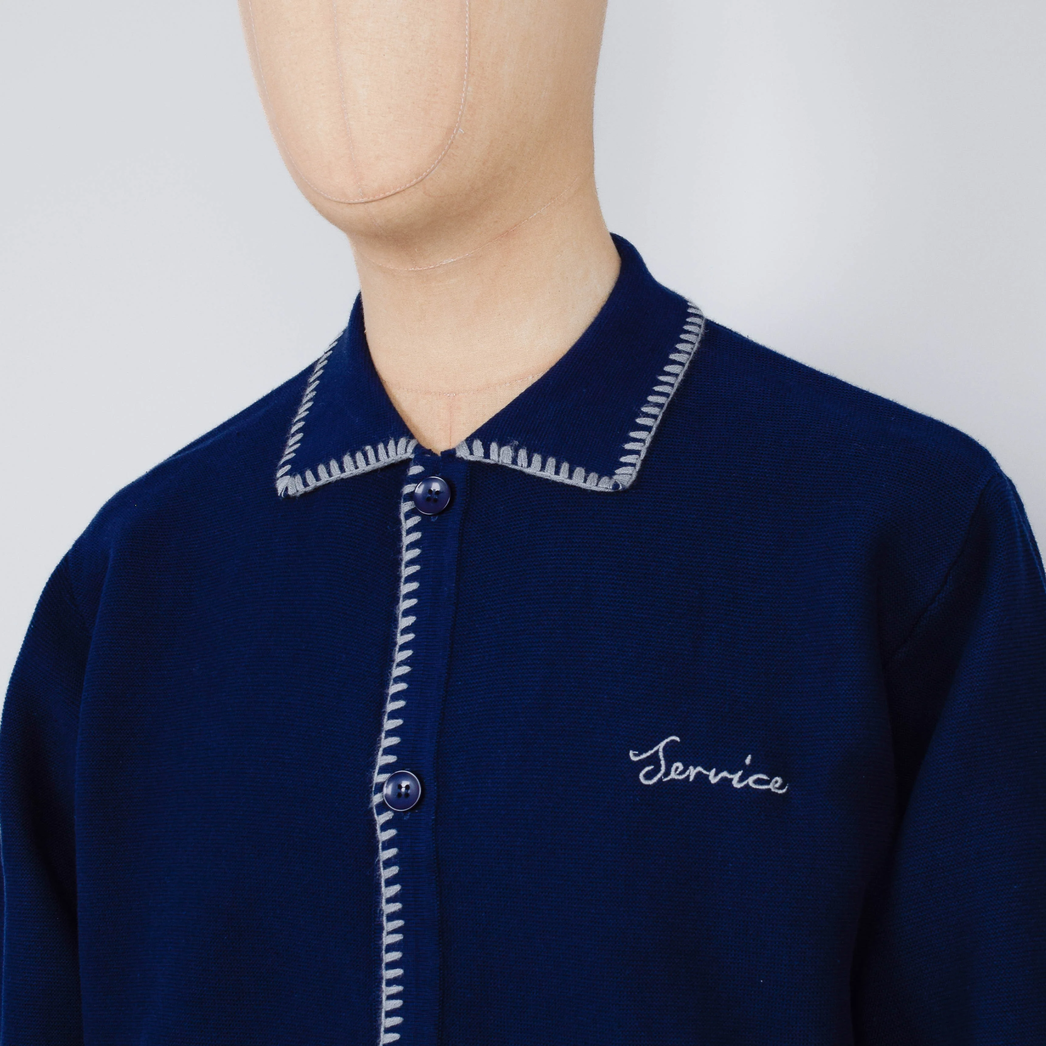 Service Works Blanket Stitch Cardigan - Navy - Image 2