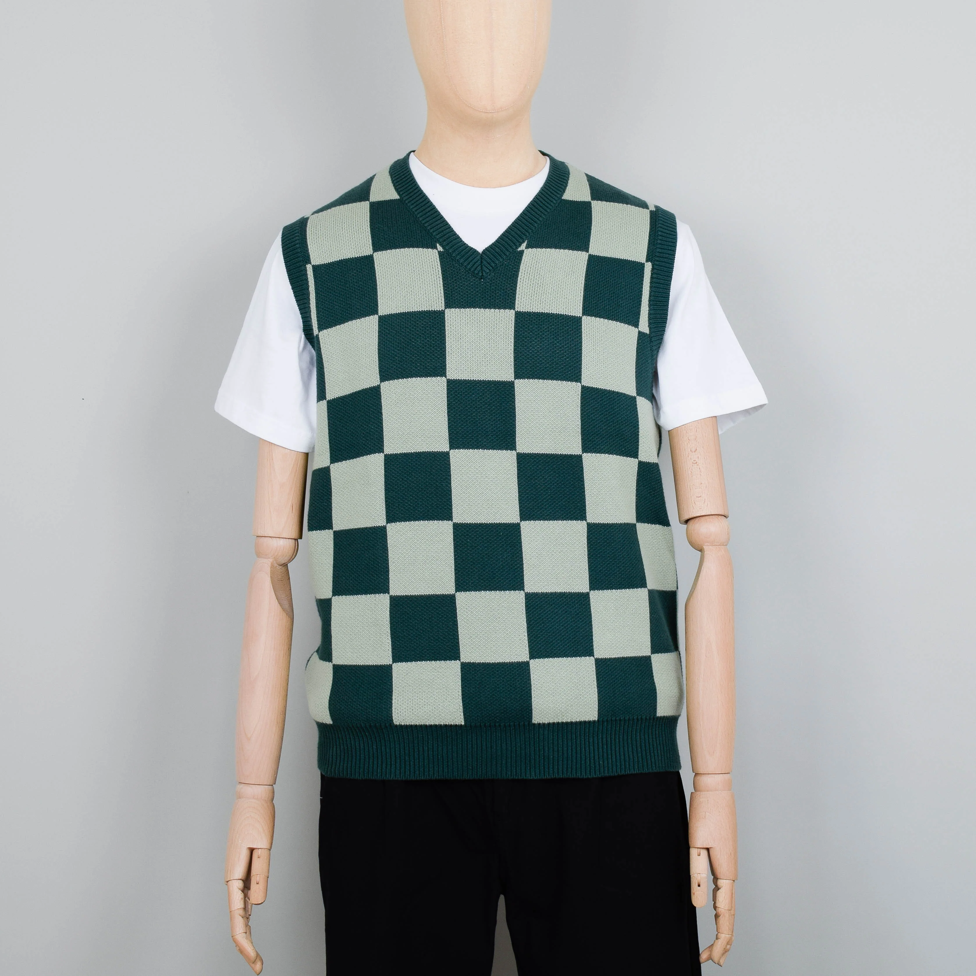 Service Works Checkerboard Knitted Vest - Green